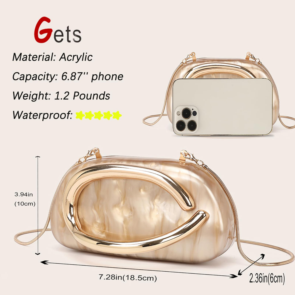 Gets Acrylic Purses and Handbags for Women Multicolor Perspex Geometric Patterns Box Clutch Banquet Evening Crossbody Handbag