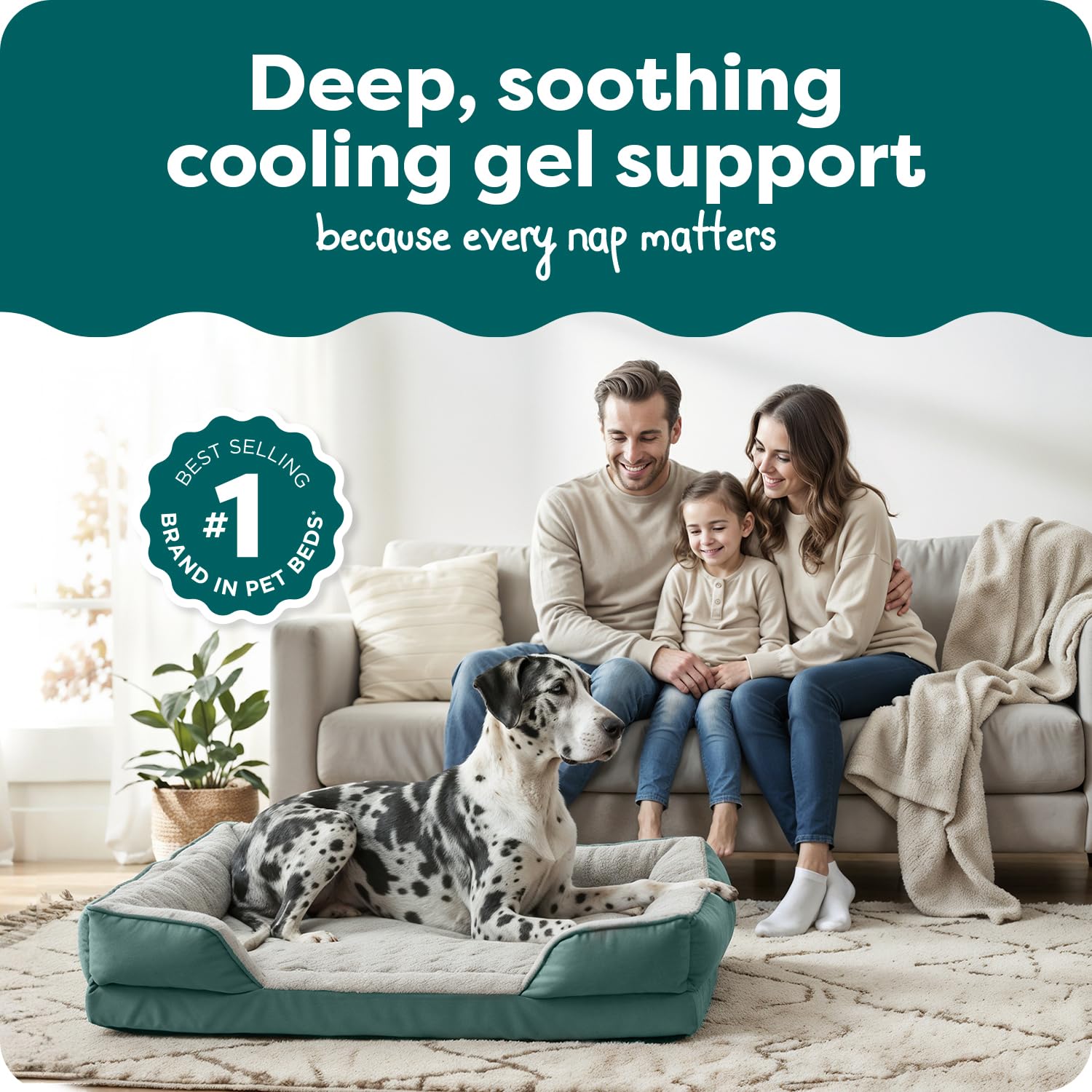 Furhaven Cooling Gel Dog Bed for Medium/Small Dogs w/ Removable Bolsters & Washable Cover, For Dogs Up to 35 lbs - Plush & Velvet Waves Perfect Comfort Sofa - Brownstone, Medium