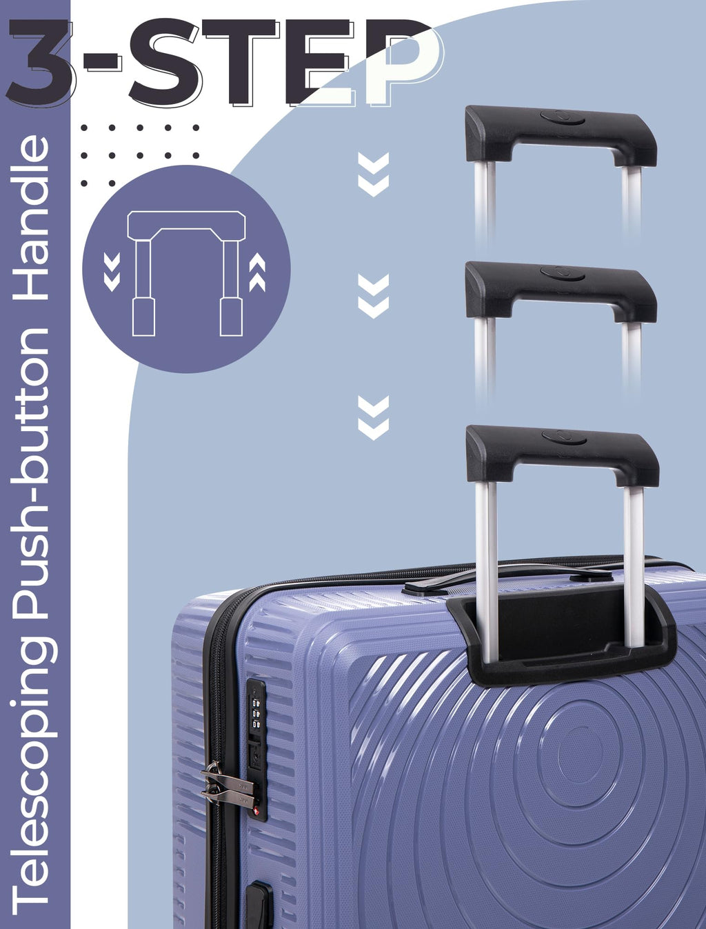 CONCEPTEN Luggage Sets,Suitcases with Wheels, Hardshell Suitcase Set, PP Carry on Luggage Set with TSA Lock, Travel Luggage (Black, Bag Type)