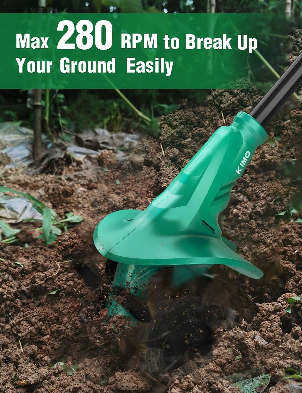 KIMO Leaf Blower Cordless with Battery and Charger, 540CFM/220MPH, Precision Adjustment Handle, 3Speeds w/ Visual Panel, Lightweight, 2 Extended Tube, 2* 2.0 Battery Powered Leaf Blowers for Lawn Care