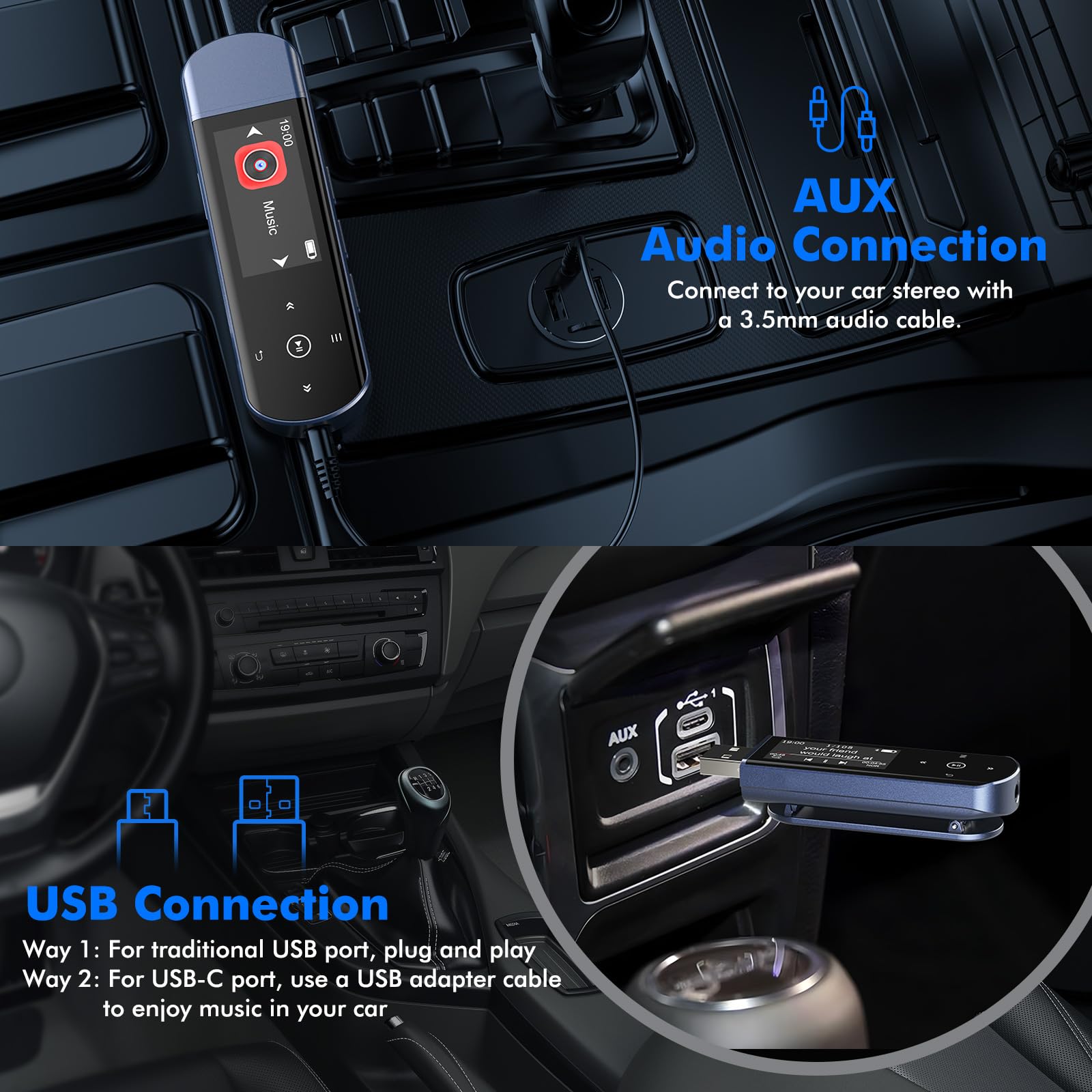 RUIZU 64GB USB MP3 Player with Bluetooth 5.3, Clip Jam Portable Music Player for Sports Running, USB MP3 Player Stick with FM Radio, Voice Recorder, Digital Audio Shuffle Repeat, Phone File Transfer