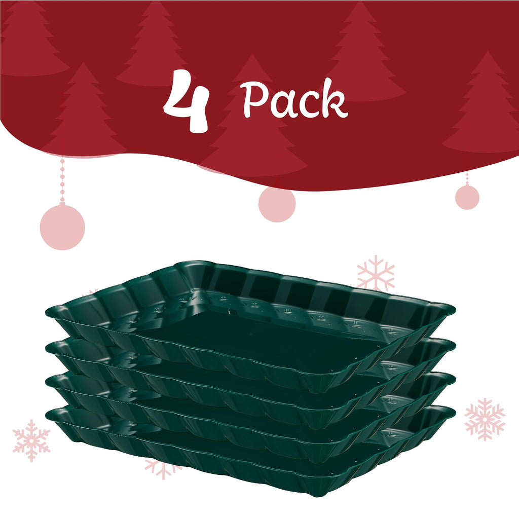 Plasticpro Plastic Serving Trays - Serving Platters Rectangle 9X13 Disposable Party Dish 4 Black Trays