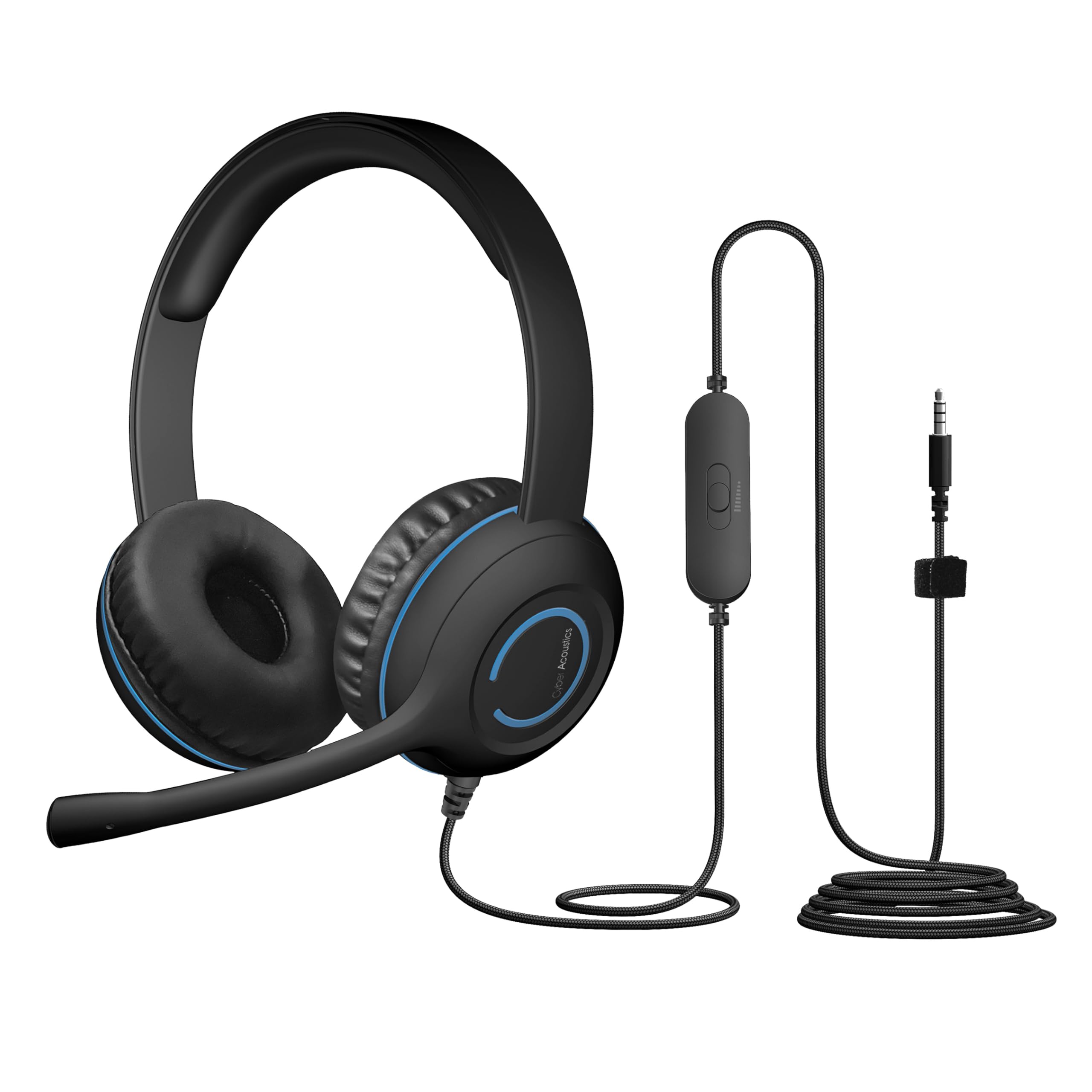 Cyber Acoustics AC-5002 Stereo Wired Headset with Microphone for PC – 3.5mm Computer Headset with Noise Cancelling Mic, Durable Headphones with Mic for Classroom, School, and Home Use