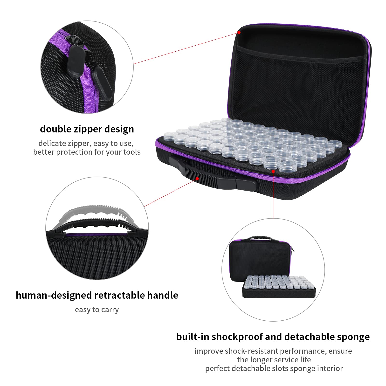 Douorgan Diamond Painting Storage Containers Portable Bead Organizer Shockproof Bead Art Storage Case Jewelry Beads Storage Box (30 Small Boxes)