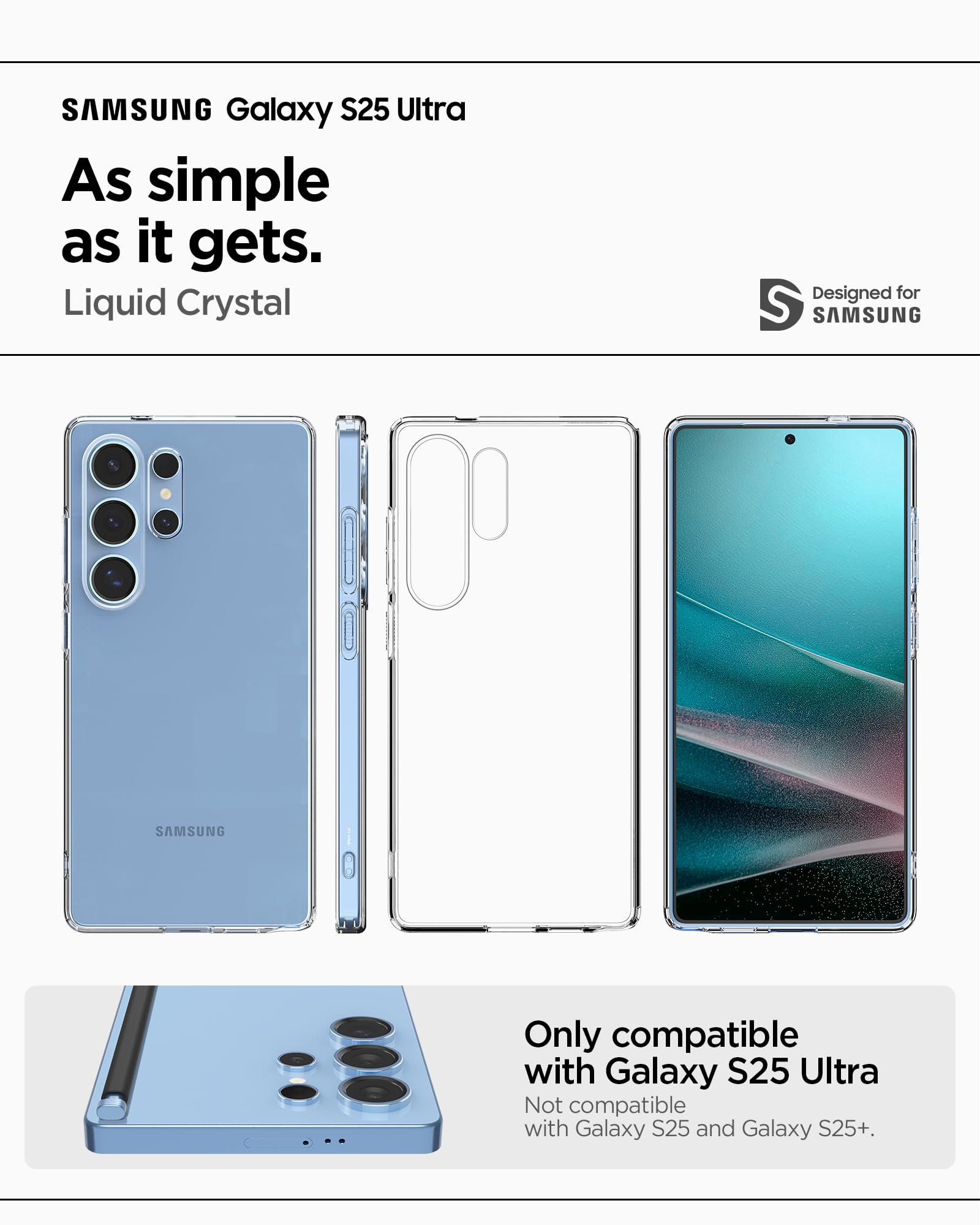 Spigen Liquid Crystal Designed for Galaxy S24 Case (2024) [Military-Grade Protection] - Crystal Clear