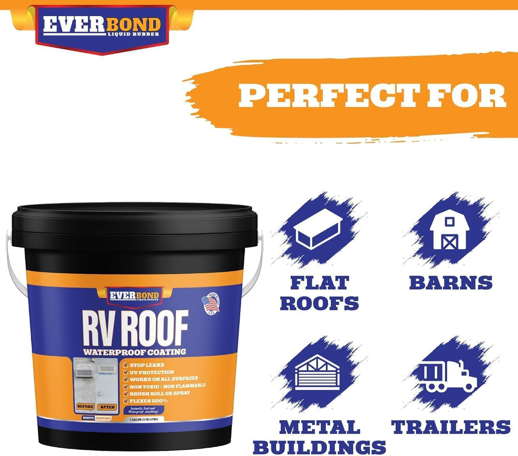 EverBond Multipurpose Primer - Primer for Roof Coatings - Use on EPDM Rubber, Wood, Fiberglass, Concrete, and Metal Surfaces - Easy to Apply on RVs, Campers, and Trailers - 1 Gallon