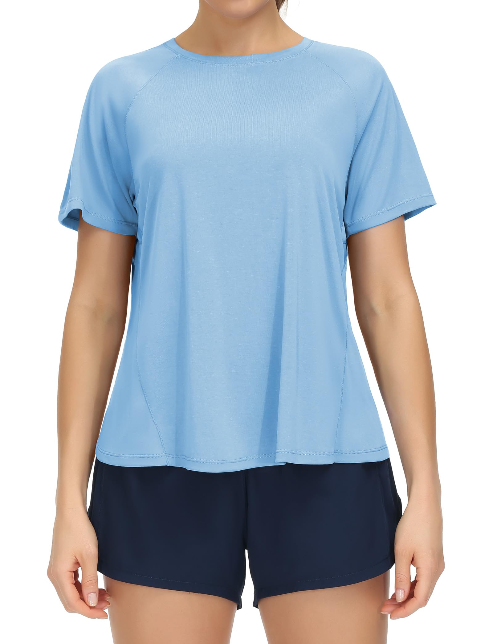 THE GYM PEOPLE Women's Short Sleeve Workout Shirts Breathable Yoga T-Shirts with Side Slits Athletic Tee Tops