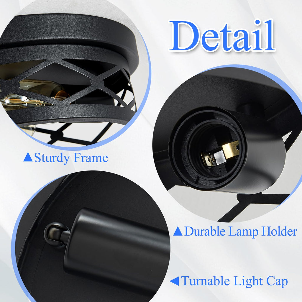 SKEJAO Flush Mount Ceiling Light Fixture,Black 2-Light Hallway Light Fixtures Ceiling,Light Fixtures Ceiling Mount for Farmhouse,Kitchen,Hall,Bedroom,Bathroom (2 Pack)