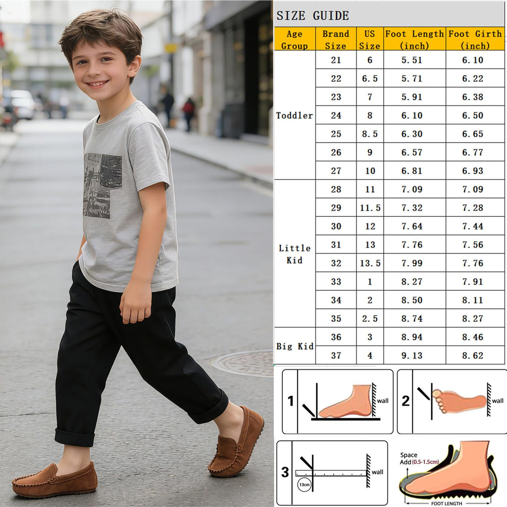 DADAWEN Toddler Little Kid Boys Girls Soft Suede Leather Slip On Flat Boat Dress Shoes Wedding Church Oxford Shoes Loafers