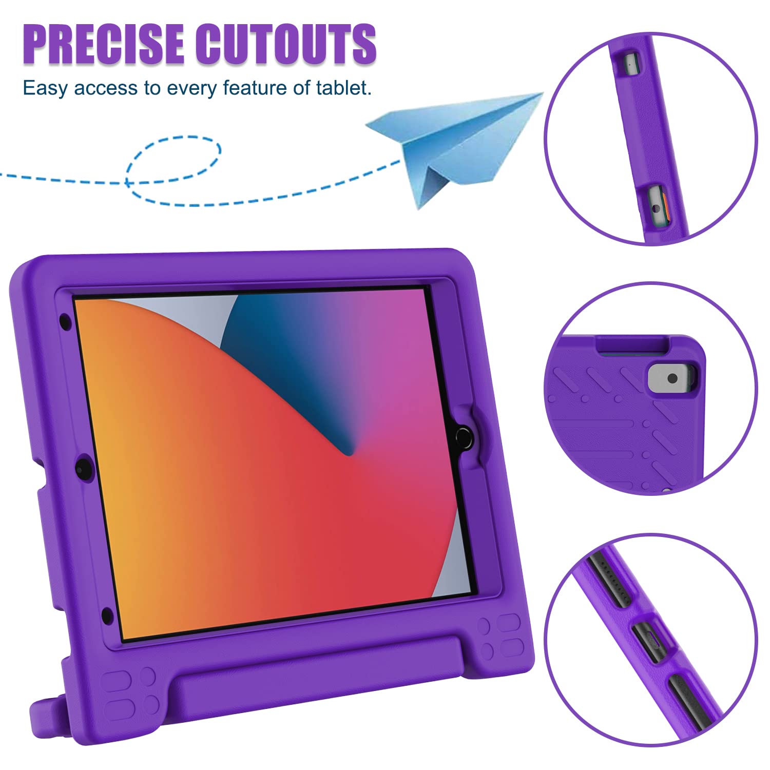 AVAWO Kids Case for iPad 10.2" 9th & 8th & 7th Generation, iPad 10.2 2021/2020/2019 Case with Built-in Screen Protector, Light Weight Shock Proof Handle Stand Friendly Cover for iPad 10.2" - Black
