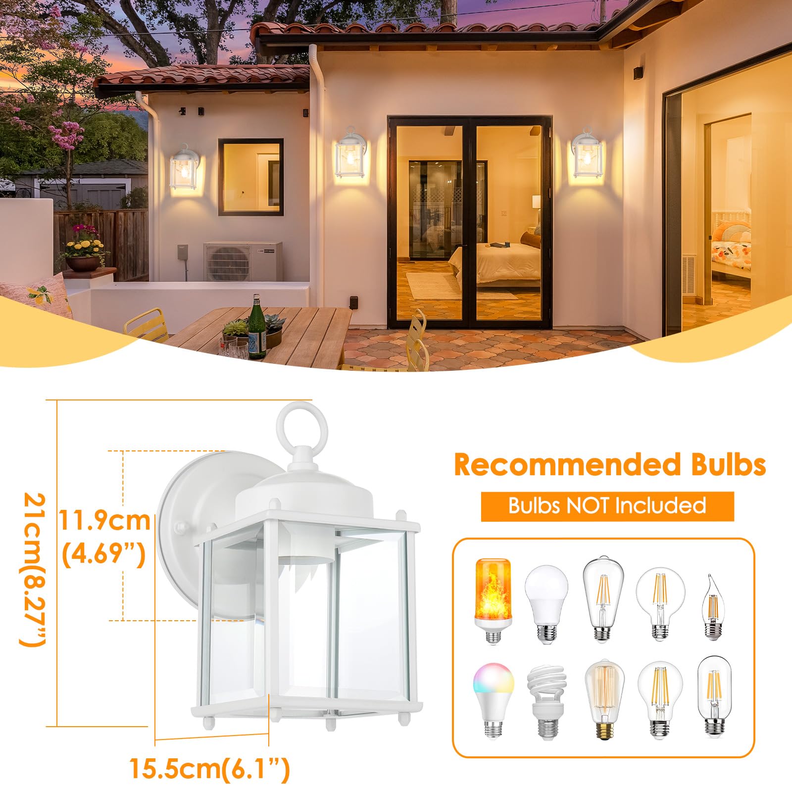 MATAMEYE Outdoor Wall Lantern, Exterior Dark Chocolate Waterproof Wall Sconce Lighting Fixture, Front Door Wall Lamp with Clear Beveled Glass, 2 Pack