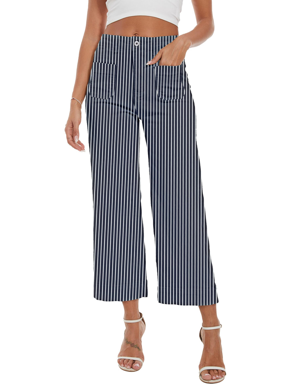 Wide Leg Jeans for Women Trendy High Waisted Flare Jeans Cropped Pants Stretchy Baggy