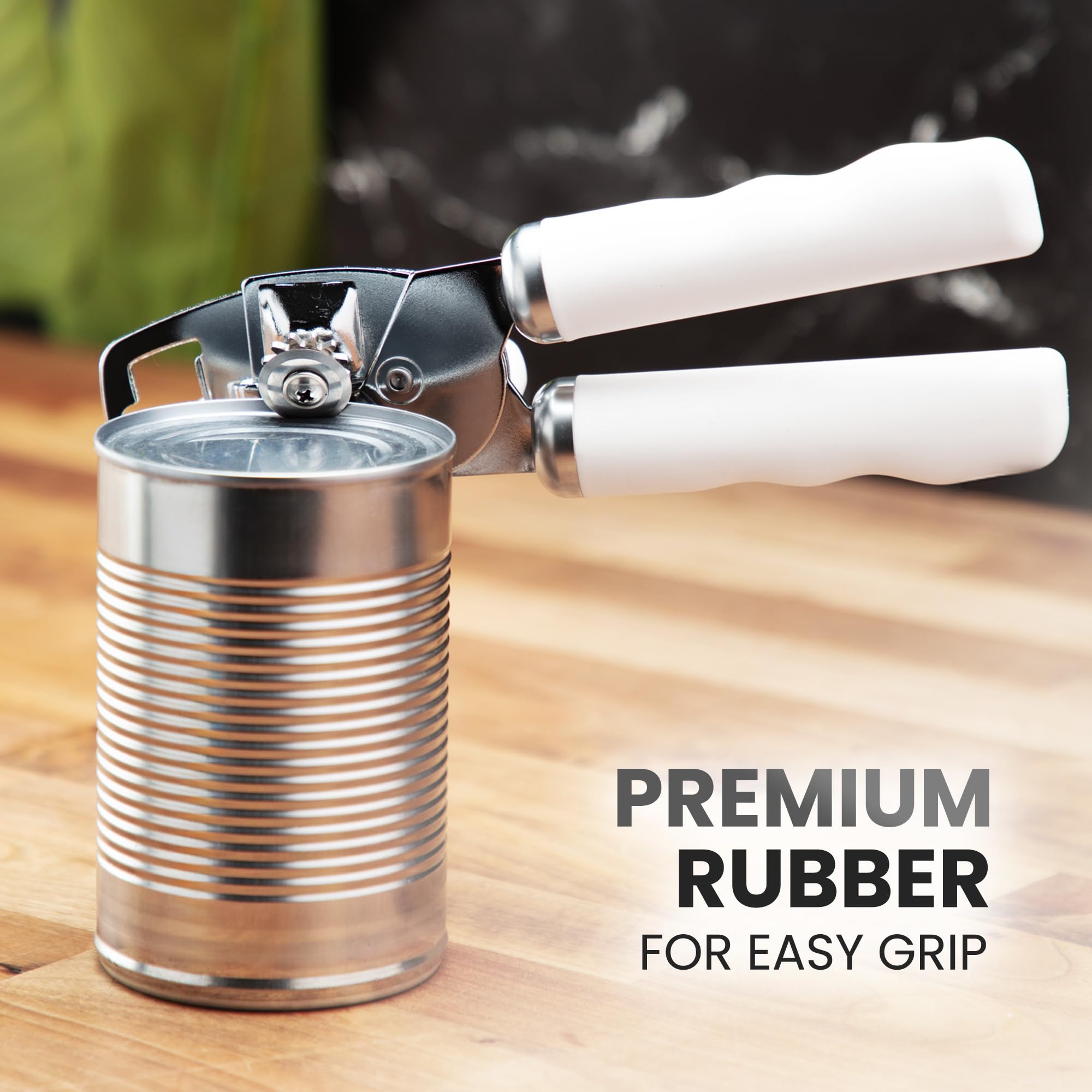 Zulay Kitchen Heavy Duty Stainless Steel Can Opener Manual with Bottle Opener - Rust Proof Manual Can Opener With Turn Knob & Comfy Soft Grip Handles - Airy Lilac