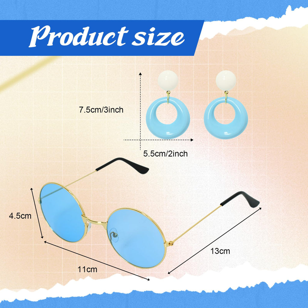 Leumoi 6 Pcs 60s 70s Disco Outfit Women Hippie Costume Accessories Flared Pants Headband Earrings Sunglass