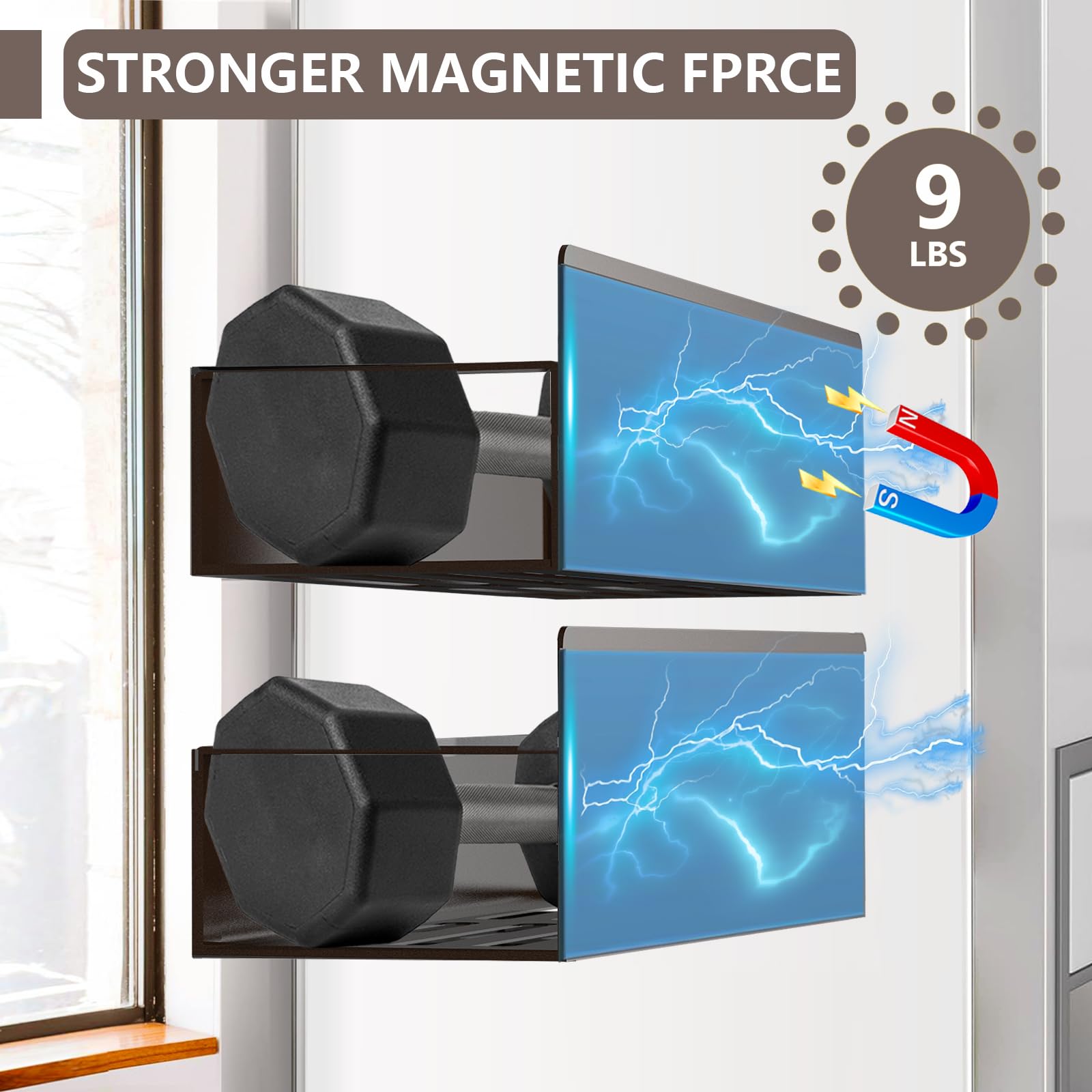 SMRCAD Magnetic Spice Rack Organizer for Fridge Seasoning Organizer for Kitchen storage with Screw Magnetic Shelf with Hook for Refrigerator and Oven (4pack1hook-Bronze)