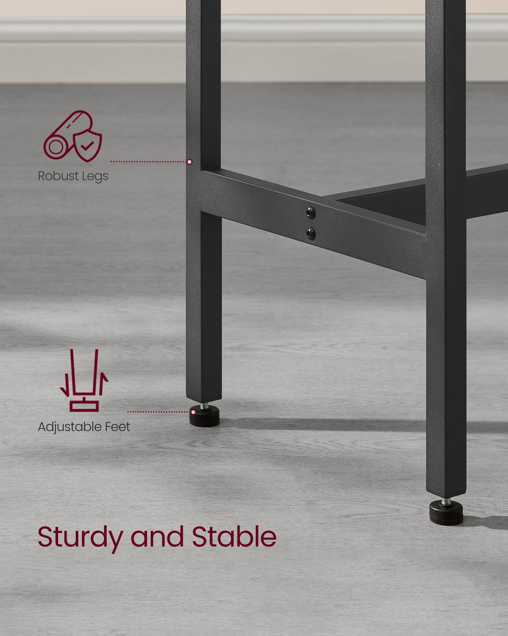 VASAGLE Bar Table, Kitchen Dining Table, High Top Pub Table, Bar Height Cocktail Table for Living Room Party, Sturdy Metal, 15.7 x 39.4 x 35.4 Inches for Narrow Spaces, Ebony Black and Ink Black