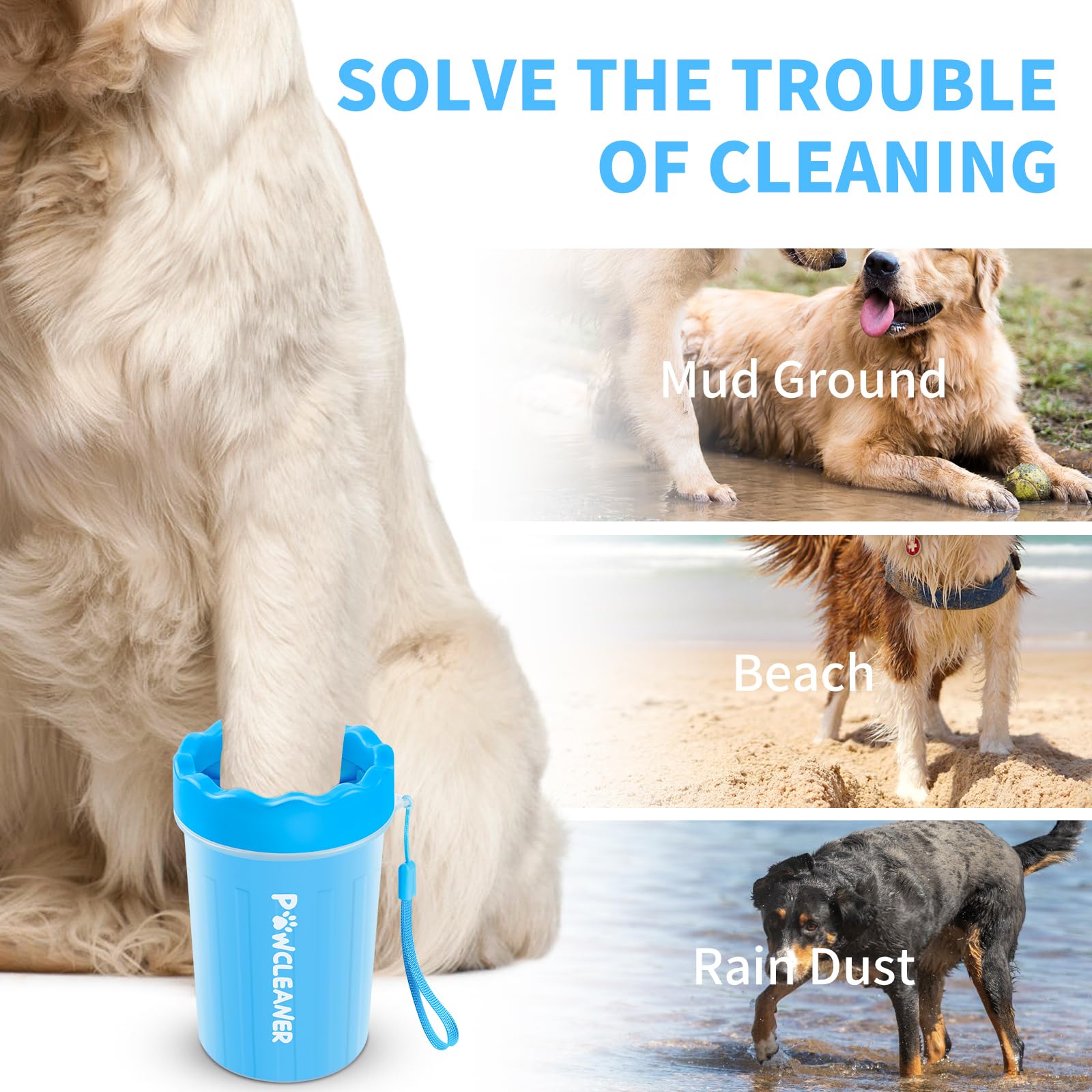 Professional 7 in 1 Dog Paw Cleaner for Dogs & Cats - Includes 1 Portable Paw Washer, 1 Bath Brush, 2 Dog Toothbrushes and 3 Absorbent Towels Note: Fits Paws up to 2 Inches Wide (Small, Black)