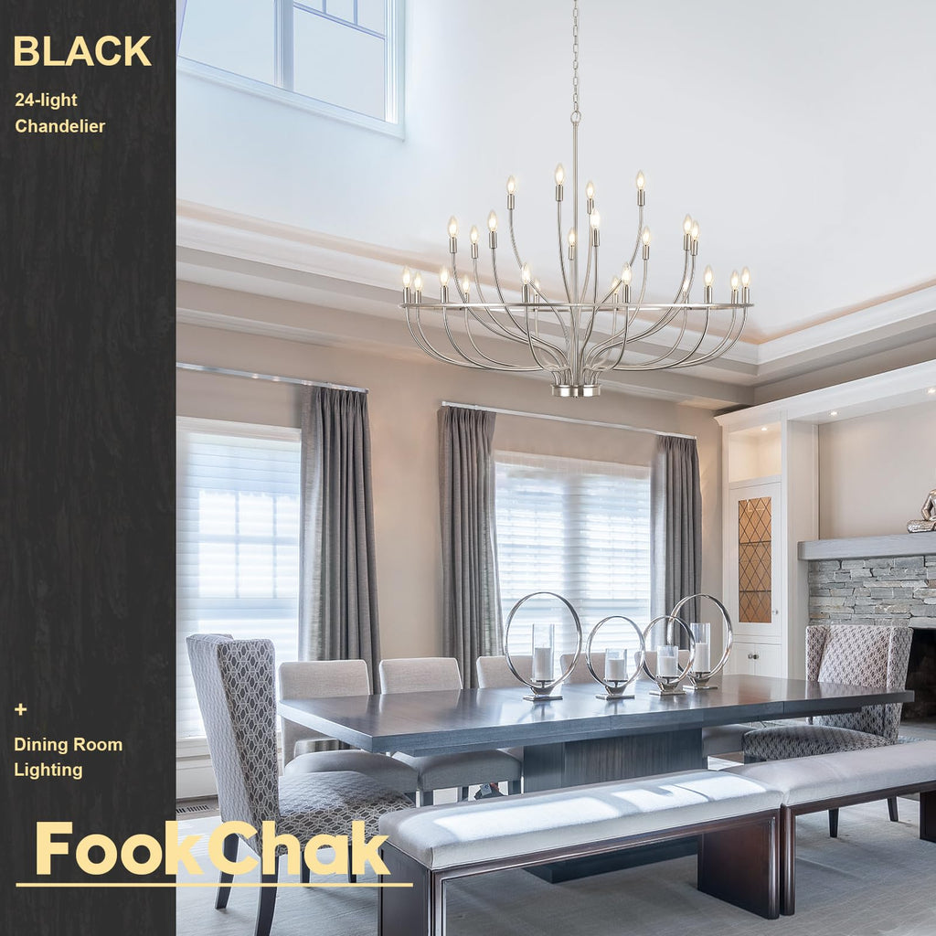 Black Chandelier 6-Light Dining Room Chandelier Kitchen Chandeliers Over Table Round Living Room Chandelier Light Fixture for Bedroom, Kitchen, Foyer