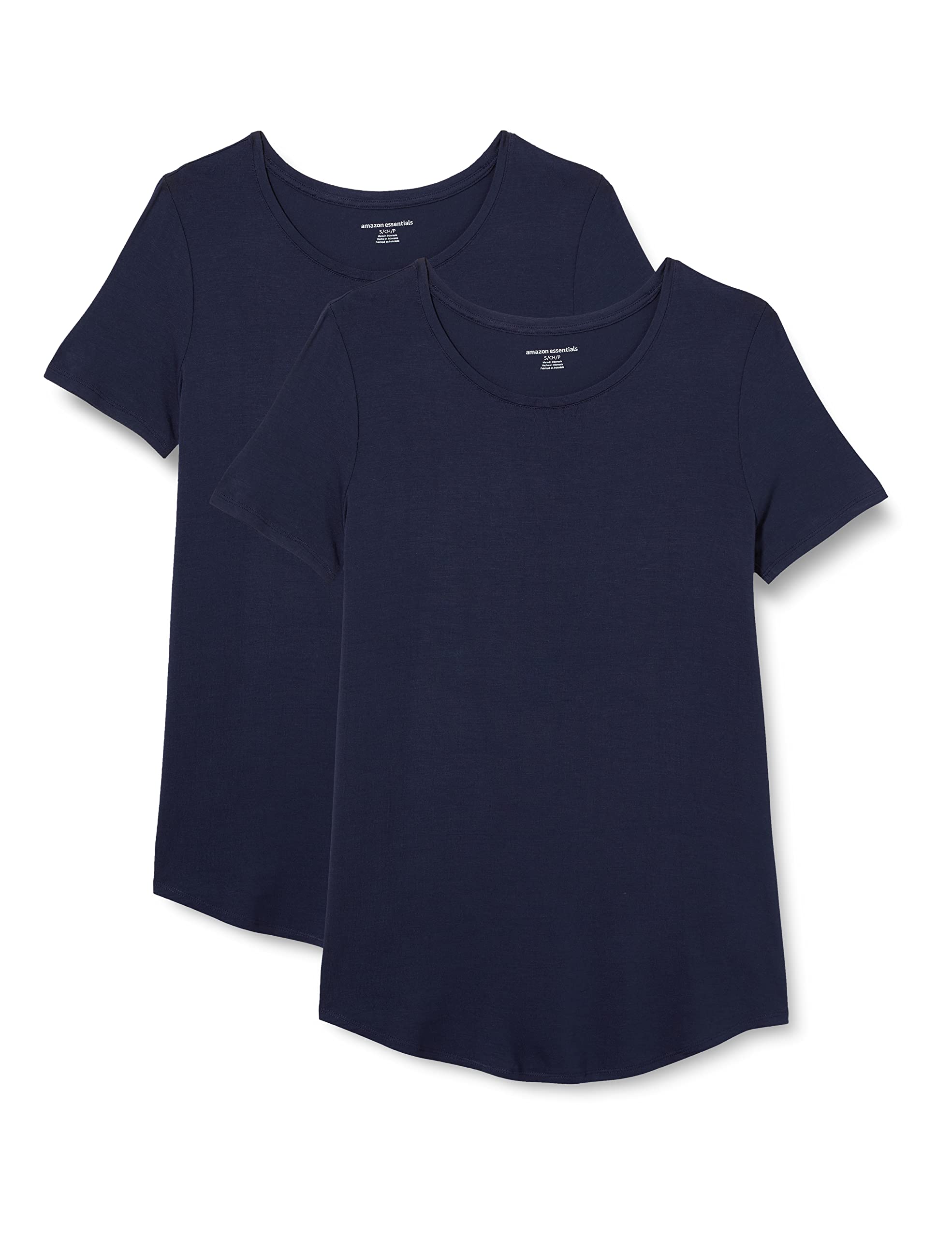 Amazon Essentials Women's Short-Sleeve Scoopneck Tunic Tops, Pack of 2
