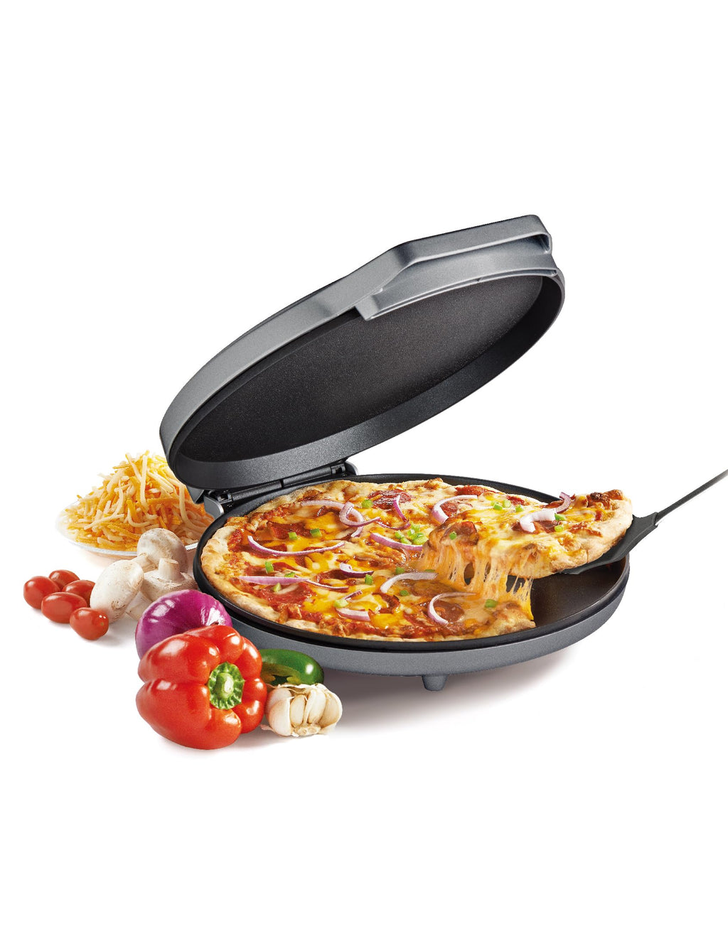 Betty Crocker Pizza Maker Plus,12" Indoor Electric Grill,Nonstick Griddle Pan for Pizzas,Quesadillas,Tortillas,Nachos and more,12" Electric Griddle for Delicious Meals and Snacks,Red,(Pack of 2)