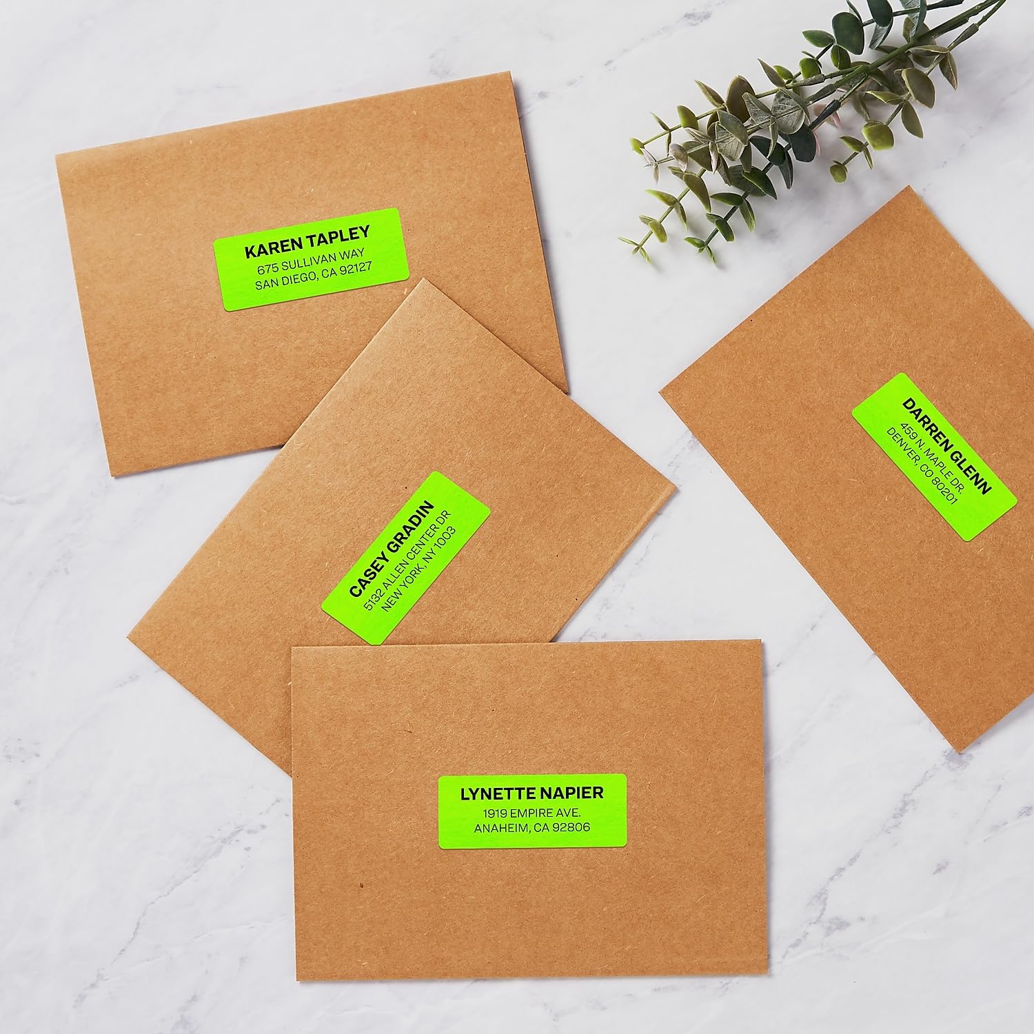 Avery Printable Address Labels with Sure Feed, 1" x 2-5/8", Neon Green, Laser & Inkjet Compatible, 750 Blank Labels per Pack, Great for Branding, Mailing, Organizing, and More (5-Pack of 5971)