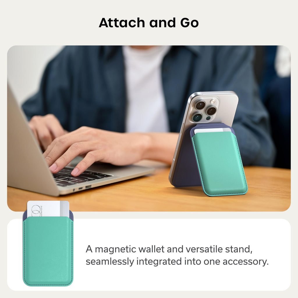 Satechi Magnetic Magsafe Wallet, Double Flap Stand Card Holder, 4 Slots with Front NFC Pass-Through, Adjustable Phone Attachment for iPhone 17/16/15/14/13/12, Travel Accessory