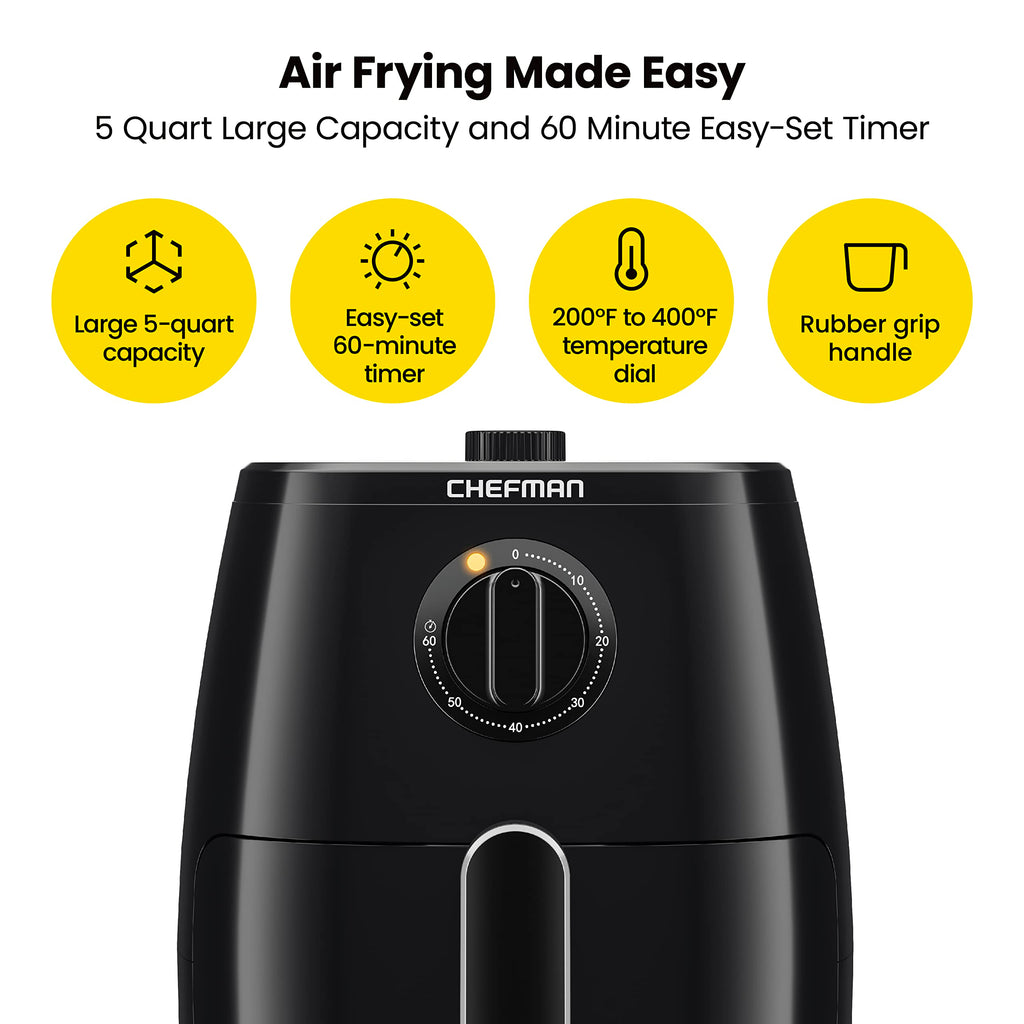 Chefman 12-Quart 6-in-1 Rotisserie Air Fryer Oven & Dehydrator, 12 Presets, Touchscreen, Family Size, Dishwasher-Safe Parts, Black
