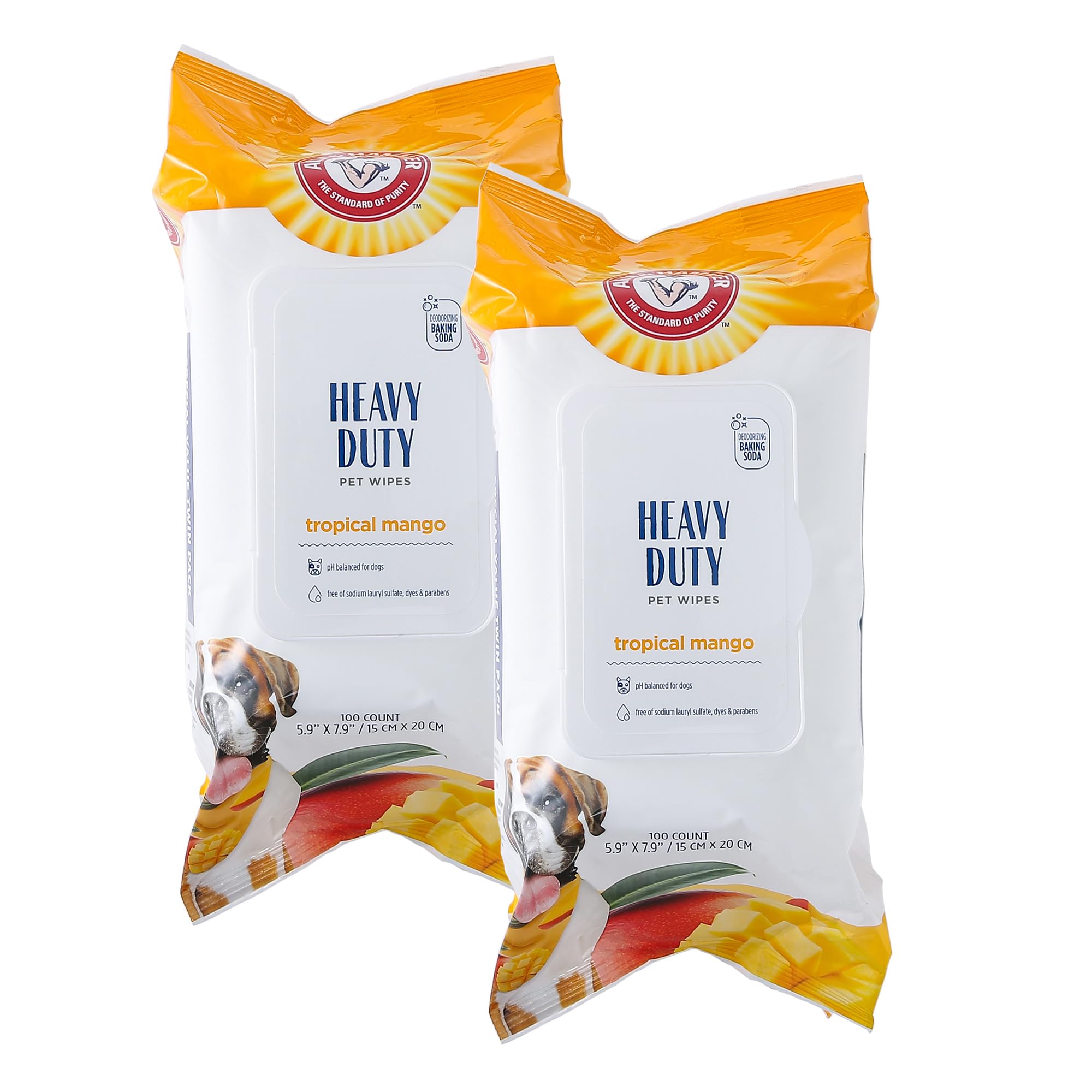 Arm and Hammer for Pets Heavy Duty Multipurpose Dog Bath Wipes, Mango Scent, Travel Size - All Purpose Wipes That Remove Odor and Refresh Dog Coat Between Baths, 30 Count