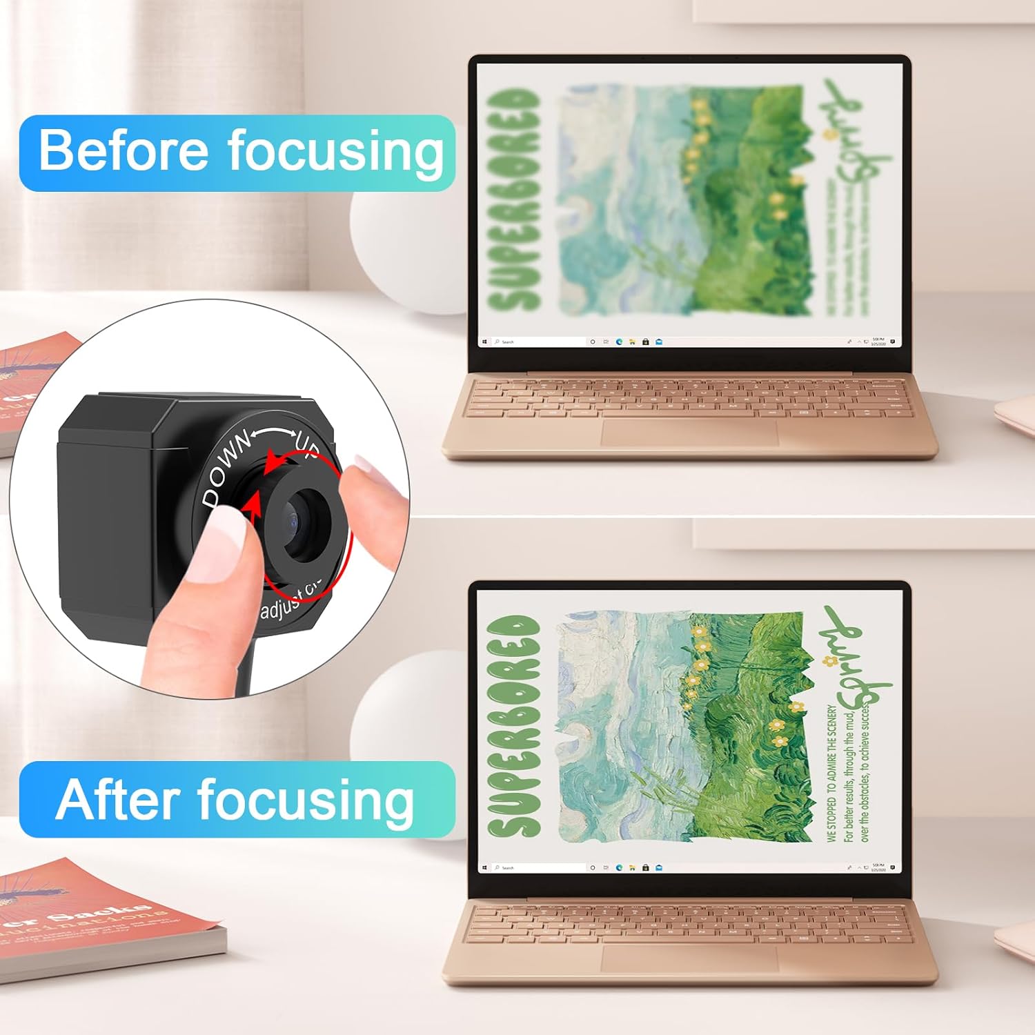 USB Document Camera for Teachers,Manual Focus Webcam with Mic,Fold for Mac/Windows/Chromebook
