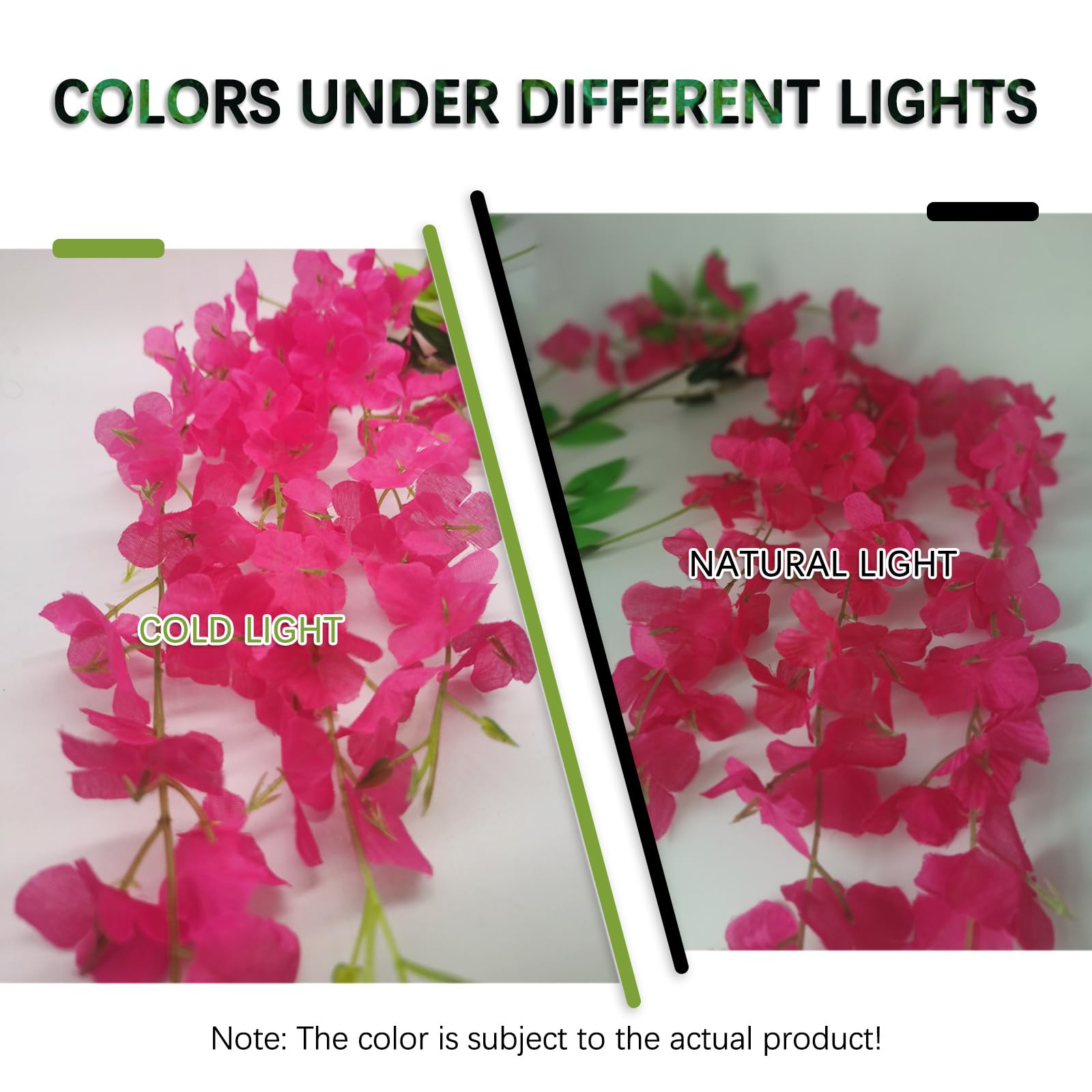 5 Pack Pink Wisteria Hanging Flowers Garland, 3.77 Feet Artificial Flower Vines, Fake Wisteria, Artificial Vines Hanging Garland for Backdrop Outdoor Yard Garden Decor