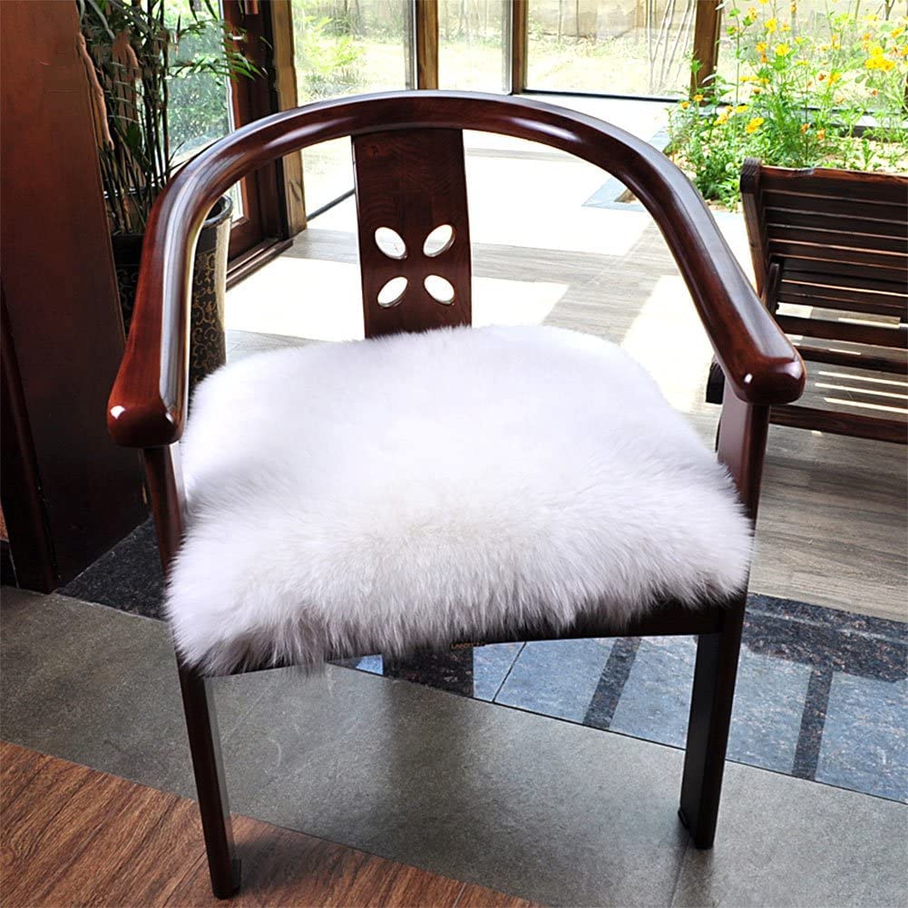 Softlife Black Faux Fur Sheepskin Chair Cover Seats Cushion Pad Super Soft Area Rugs for Living Bedroom Sofa Dorm (1.6ft x 1.6ft)