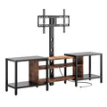 IRONCK 79 Inch TV Stand for TVs up to 85 Inch with Mount and Power Outlet, 3 Tiers TV Console with Storage Shelves, Entertainment Center, Steel Frame, for Living Room, Bedroom, Black