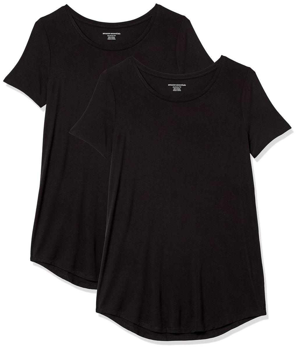 Amazon Essentials Women's Short-Sleeve Scoopneck Tunic Tops, Pack of 2