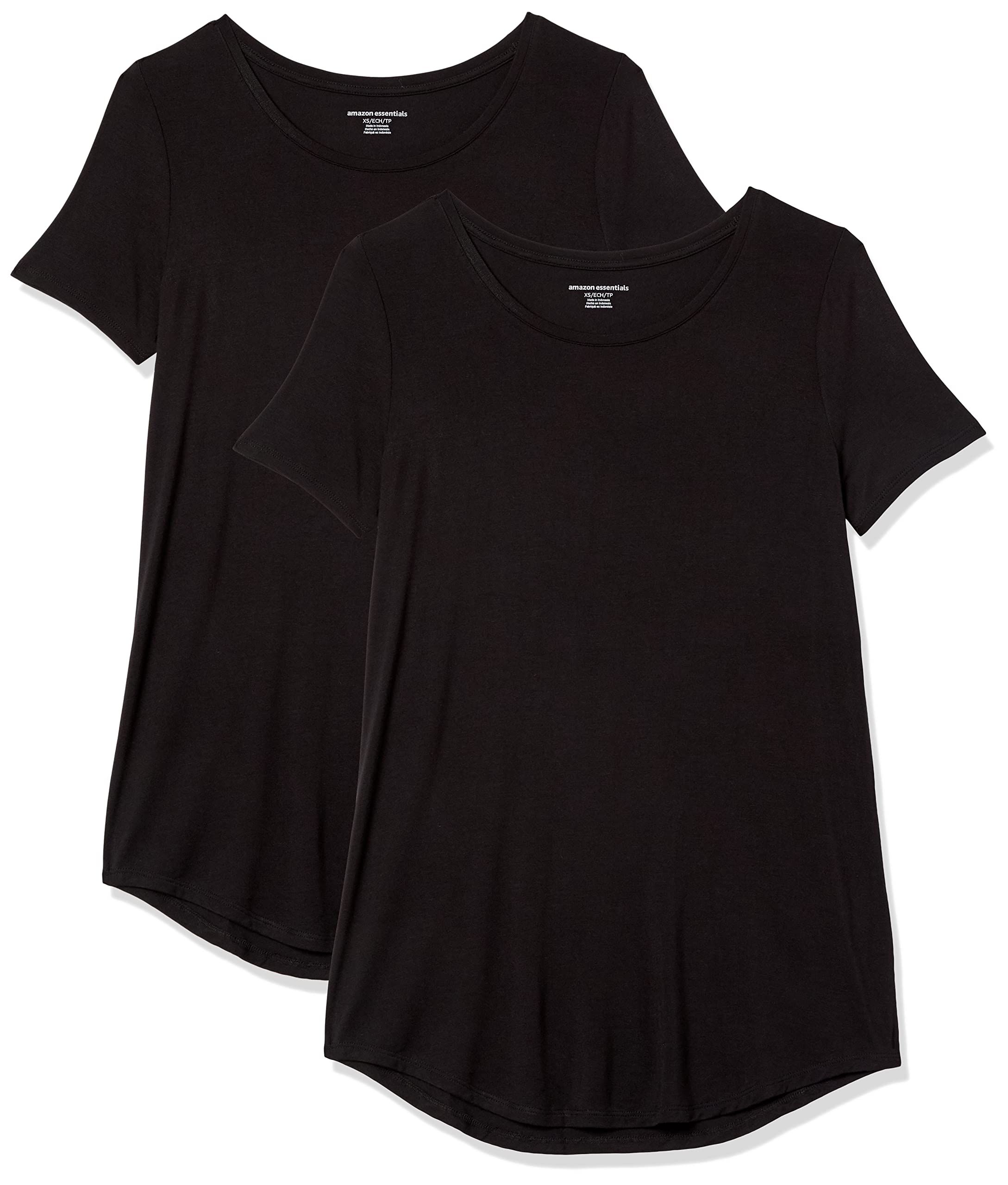 Amazon Essentials Women's Short-Sleeve Scoopneck Tunic Tops, Pack of 2