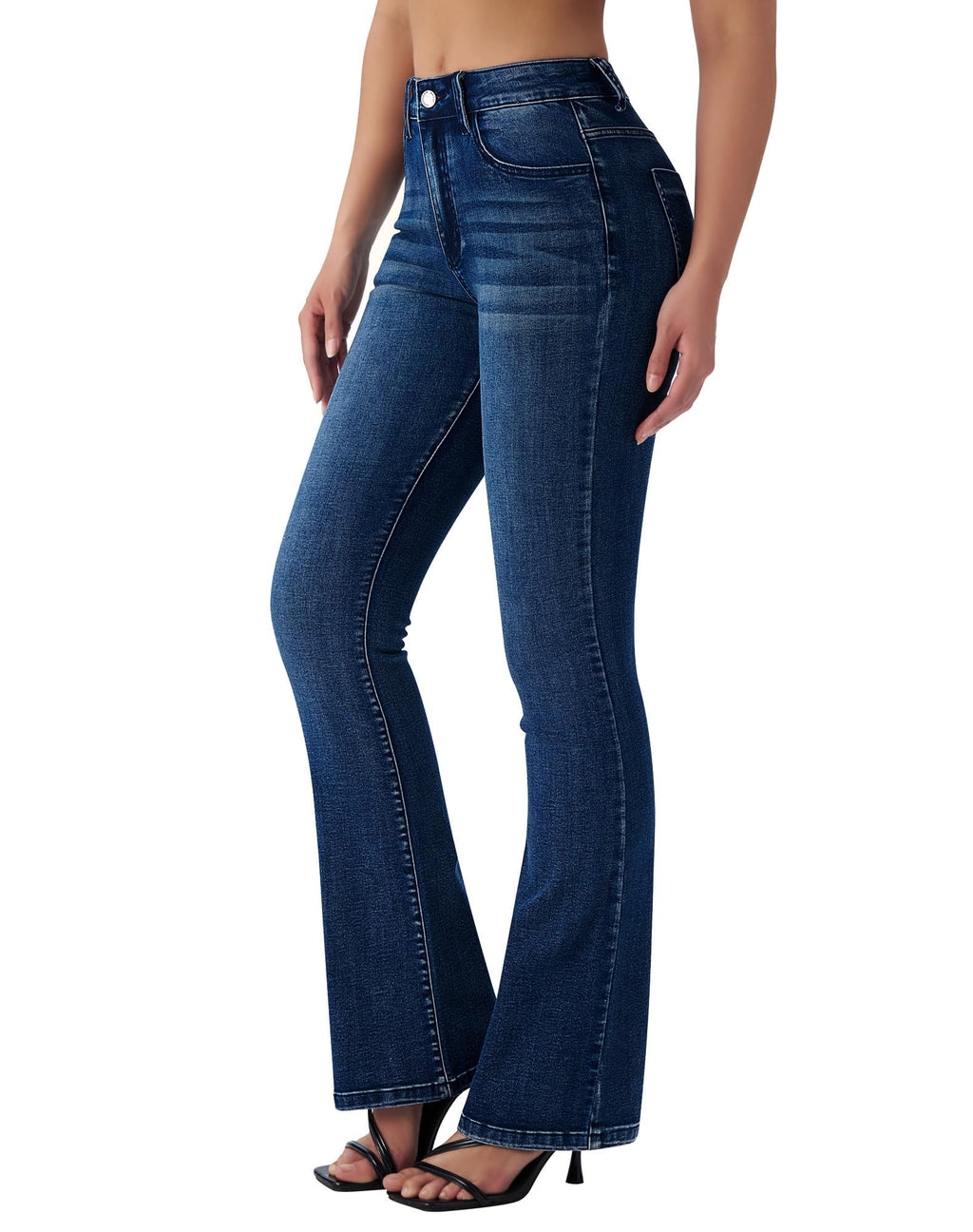 roswear Women's Trendy Stretchy Flare Jeans Mid Rise Bootcut Curvy Denim Pants