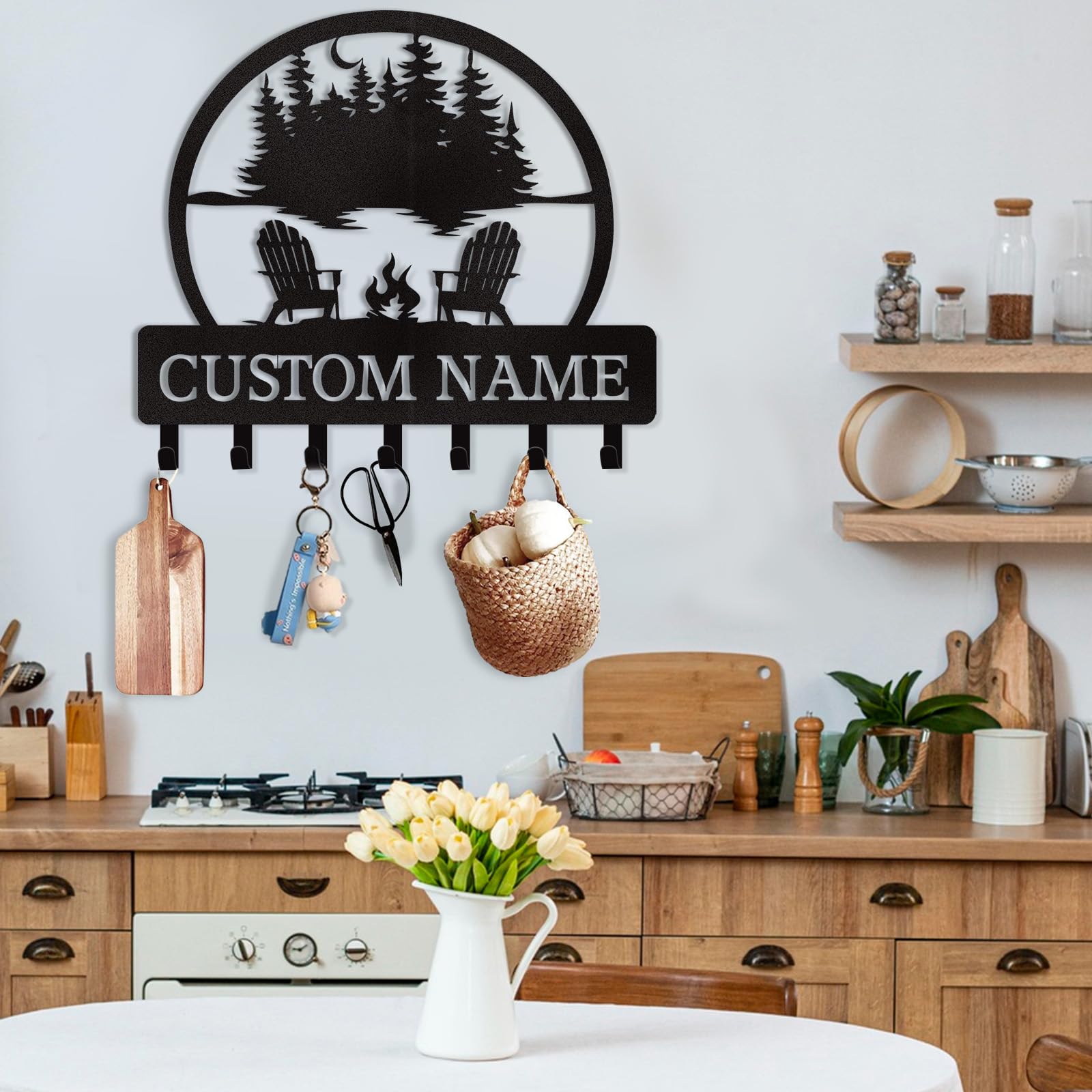 Dyoart Personalized Couple's Name Key Rack, Wall Mounted Metal Key Holder for Housewarming Gifts,ignent Bedding