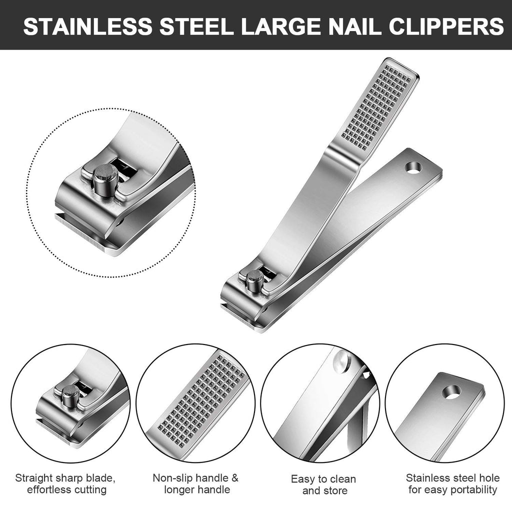 Mudder 6 Pcs Black Large Toenails Clippers Big Nail Clippers Straight Edge Toenails Cutters Stainless Steel Nails Trimmer Cutters for Men Women Thick Nails, Straight Sharp Blade and Anti-Slip Handle