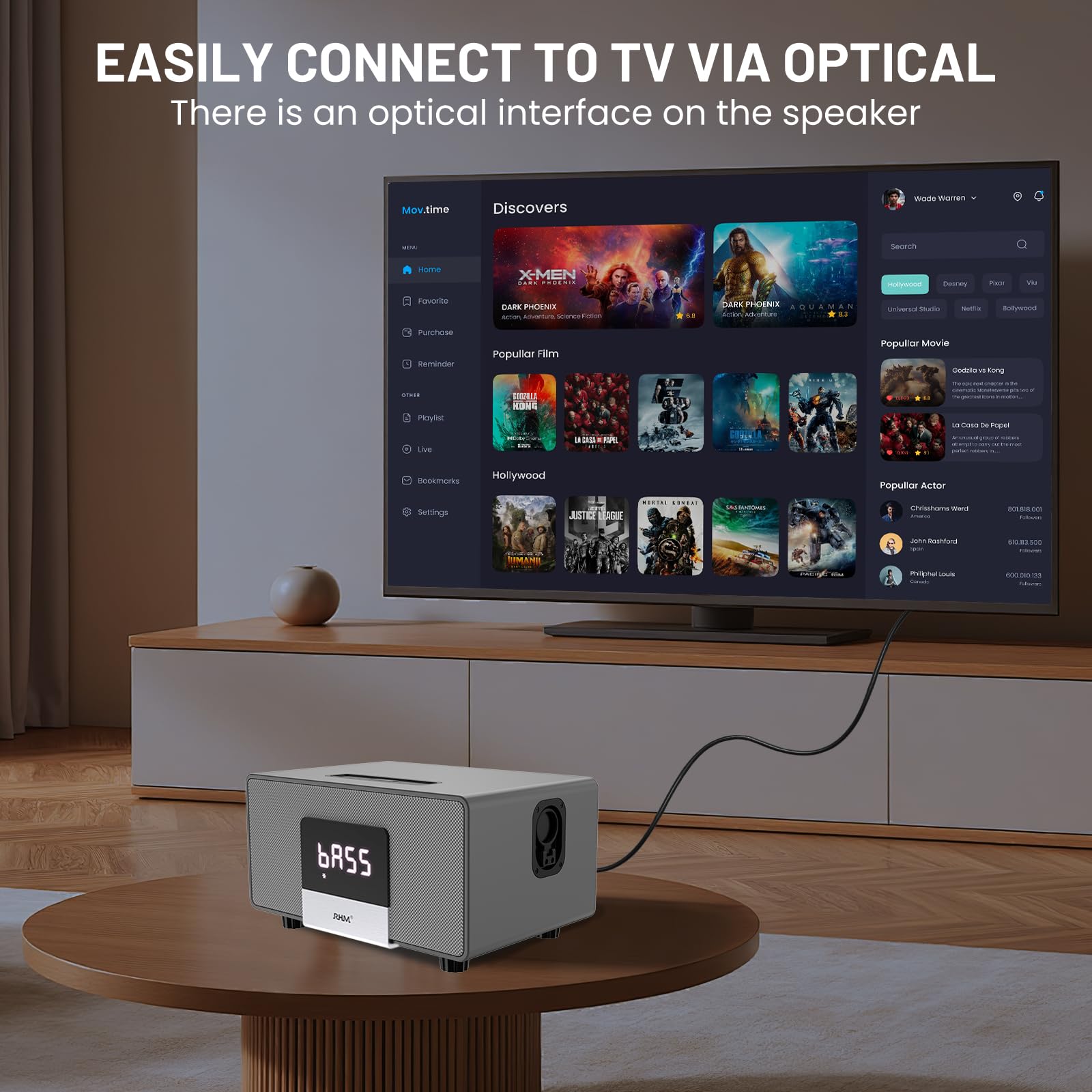 RHM K222 Karaoke Machine for Smart TV with Optical Input–Ultra-Low Latency, 3-Mic Support, 90FT Range, 70W Rich Stereo Sound, Voice Beautifier, Bluetooth/RCA, Perfect for Family Parties