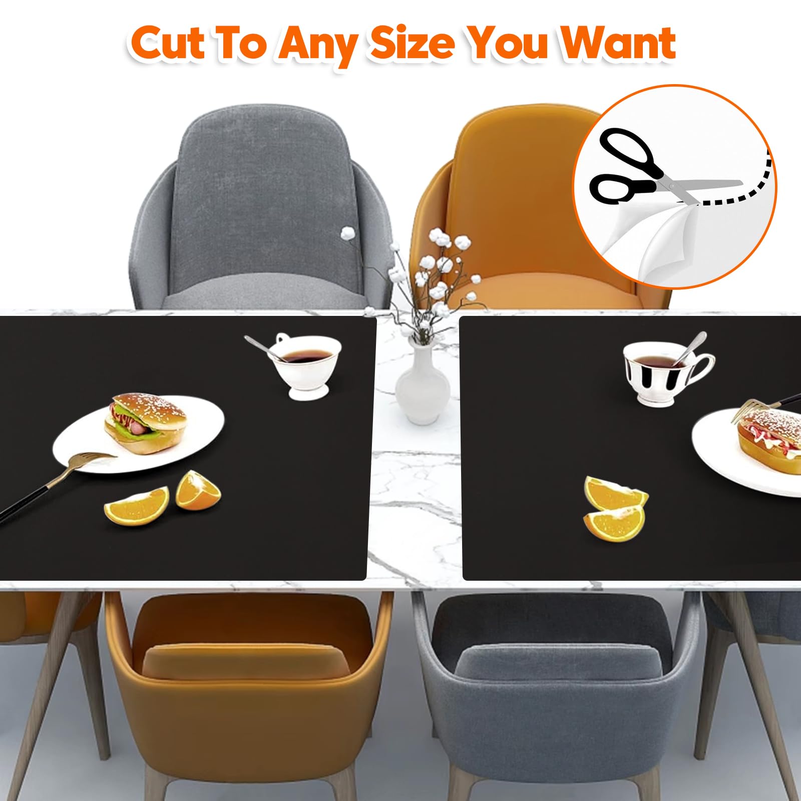 Large Silicone Mat, 72”x16” Heat Resistant Mats for Countertop, Cuttable Waterproof Kitchen Counter Mat, Multipurpose Countertop Protector Mat, Silicone Mats for Kitchen Counter (Black)