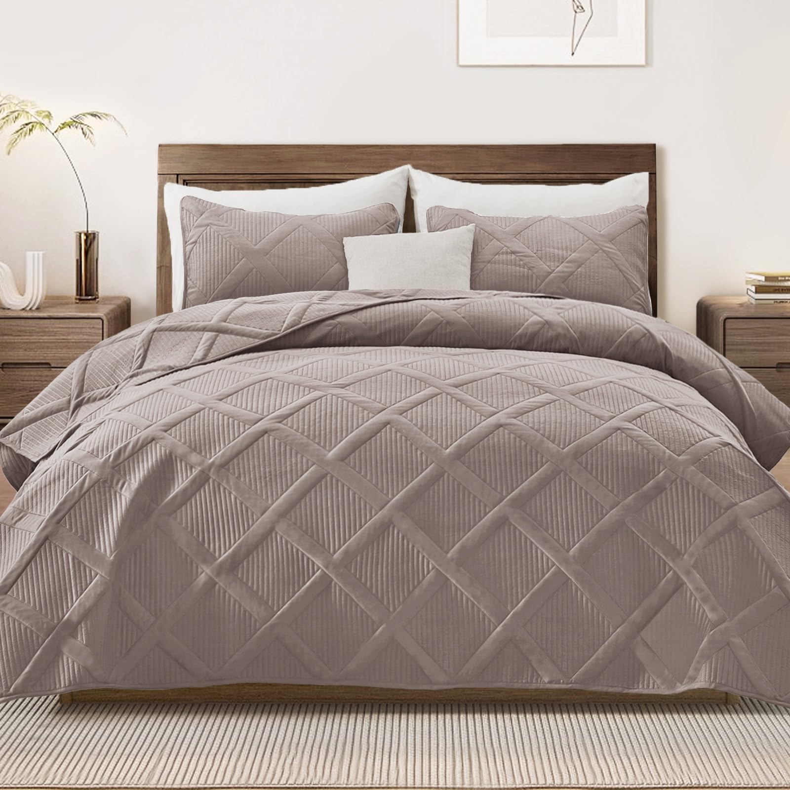 Exclusivo Mezcla Twin Size Quilt Set with Modern Striped Pattern, 2 Pieces Lightweight Black Quilts Bedding Set, Soft Bedspreads Coverlets for All Seasons