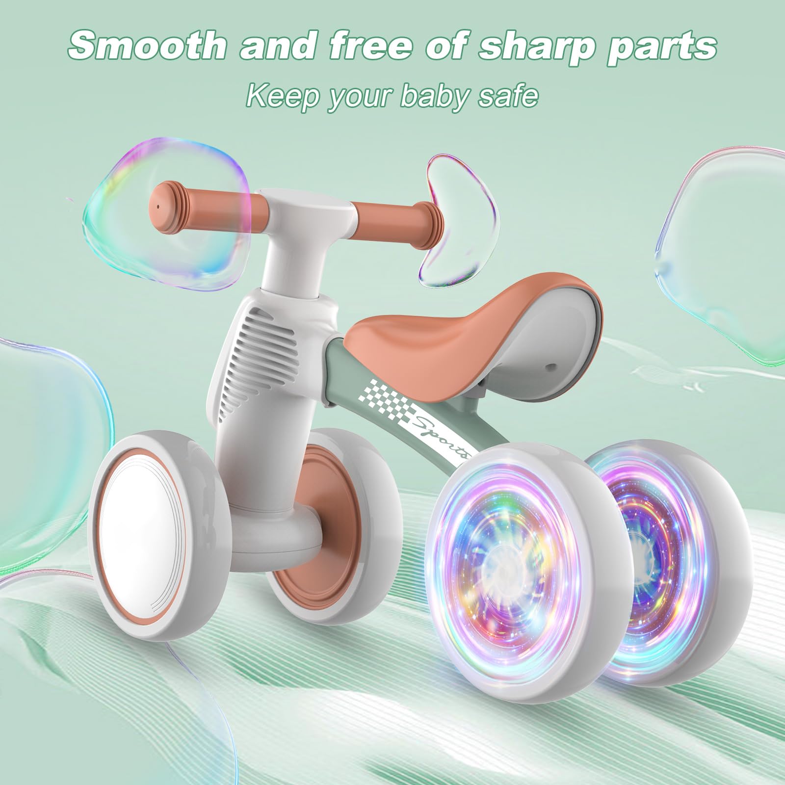 Colorful Lighting Baby Balance Bike Toys for 1 Year Old Boy Gifts, 10-36 Month Toddler Balance Bike, No Pedal 4 Silence Wheels & Soft Seat First Bike, One Year Old Boy Birthday Gift.
