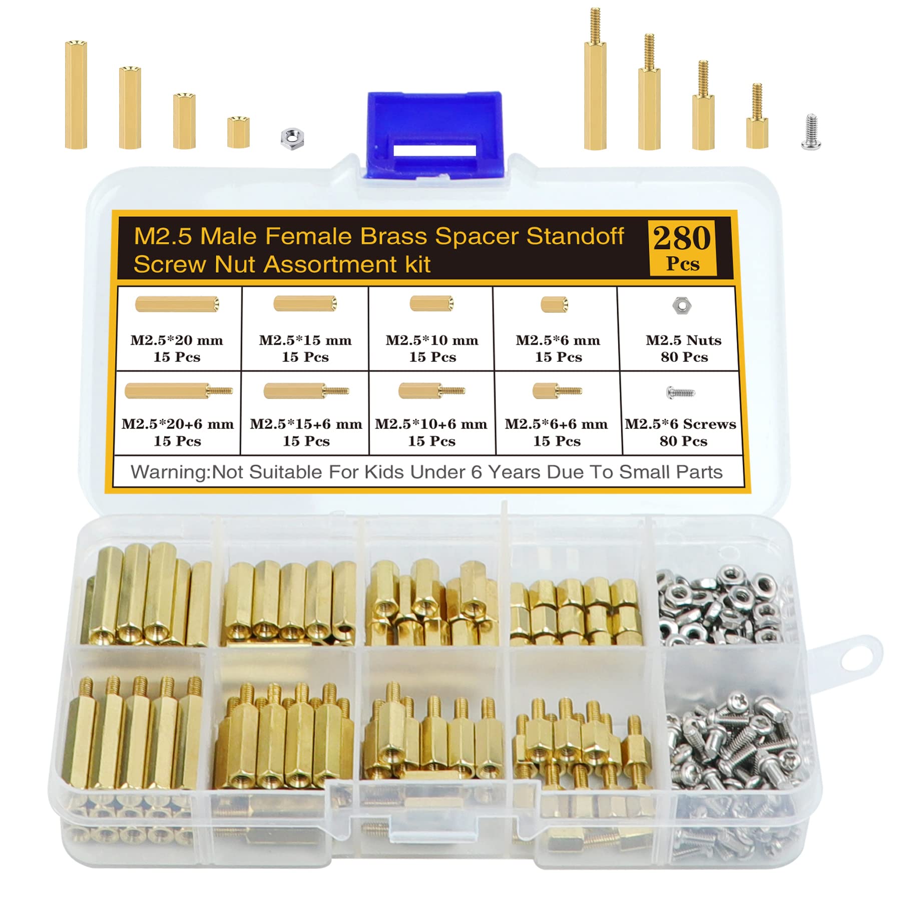400Pcs M2 Motherboard Standoffs&Screws&Nuts Kit, Hex Male-Female Brass Spacer Standoffs, Laptop Screws for DIY Computer Build, Electronic Projects, Raspberry Pi, Circuit Board etc.