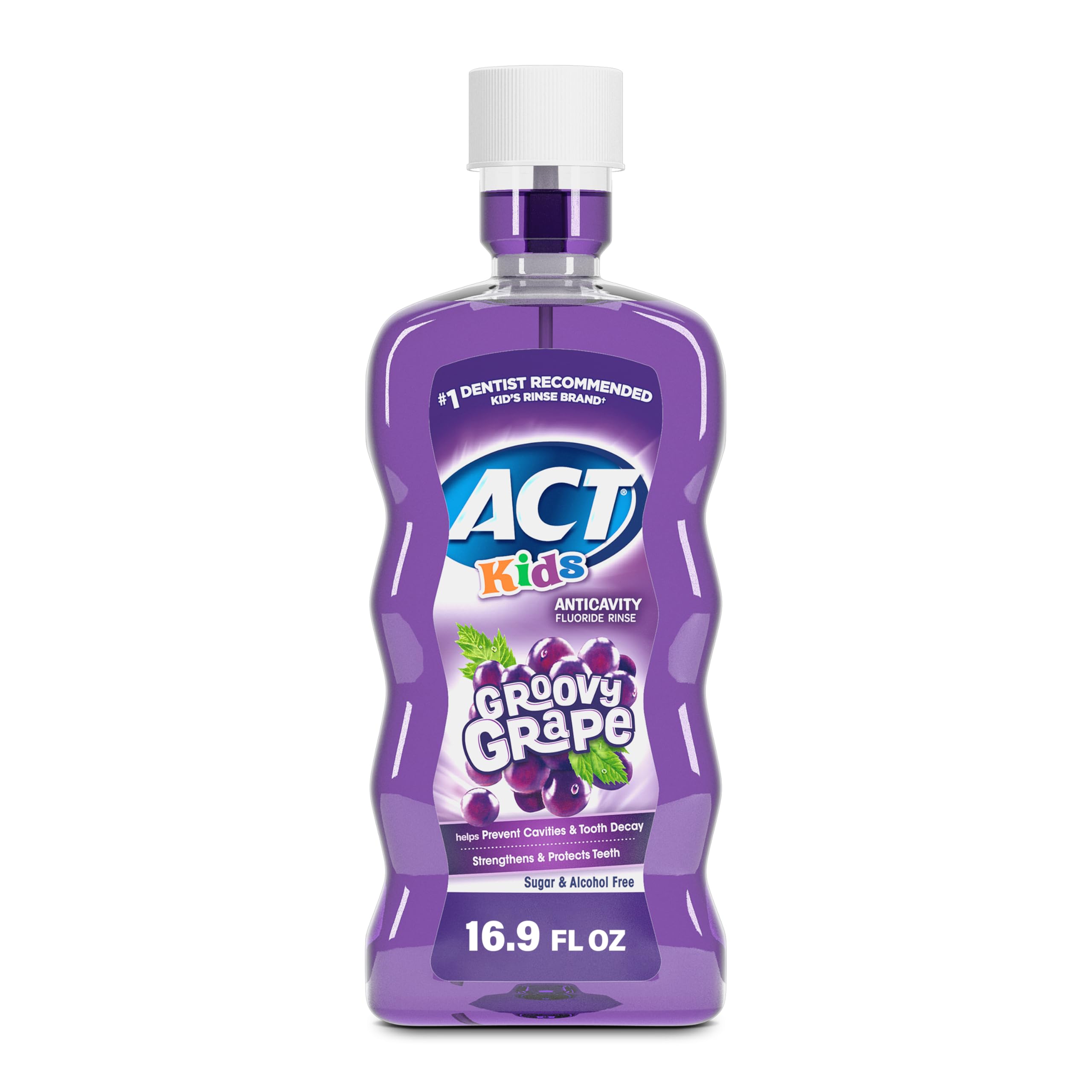 ACT Kids Anticavity Fluoride Mouthwash, Sugar & Alcohol Free Mouth Rinse Strengthens Teeth, Bubble Gum Blowout, 16.9 fl. oz.(Pack of 3)