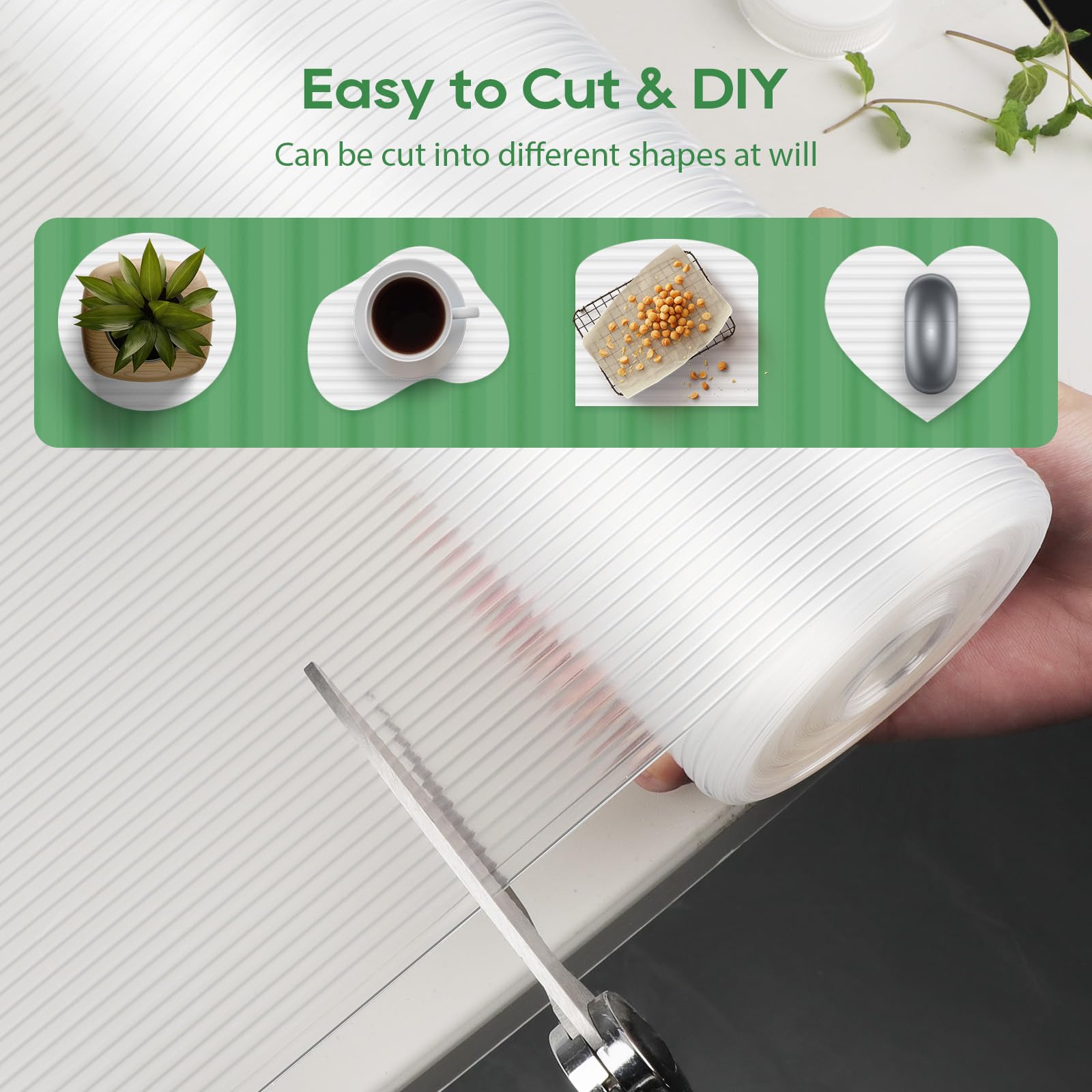 Anoak Shelf Liner Cabinet Liner, Non Adhesive Drawer Liner, Washable 12 Inch x 10 FT(120 Inch) Waterproof Durable Non-Slip Shelf Liner for Kitchen, Drawer, Refrigerator Stripe Clear