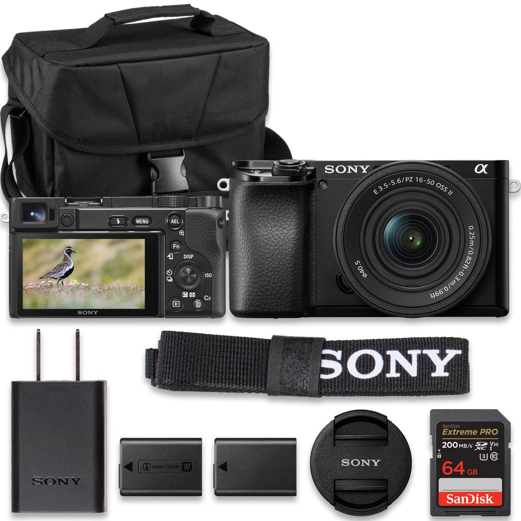 Sony ILCE6100KB Alpha 6100 Mirrorless 4K Video Camera with E PZ 16-50mm Lens - Black