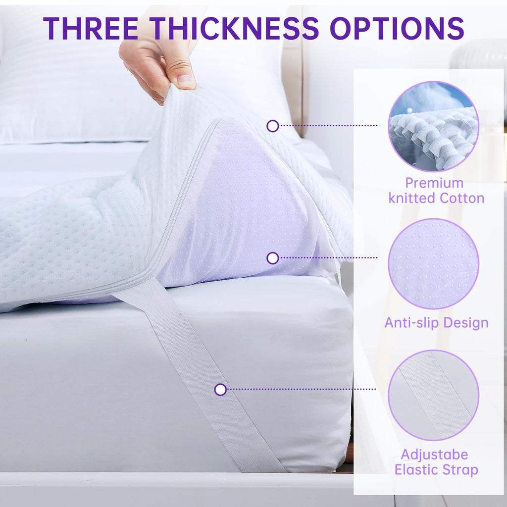MUXHOMO 2 Inch 7-Zone Twin Mattress Topper, Egg Crate Memory Foam Mattress Topper Twin Size for Back Pain, Lavender Cooling Gel Infused Bed Pad, CertiPUR-US and Oeko-TEX Certification (38"×75")