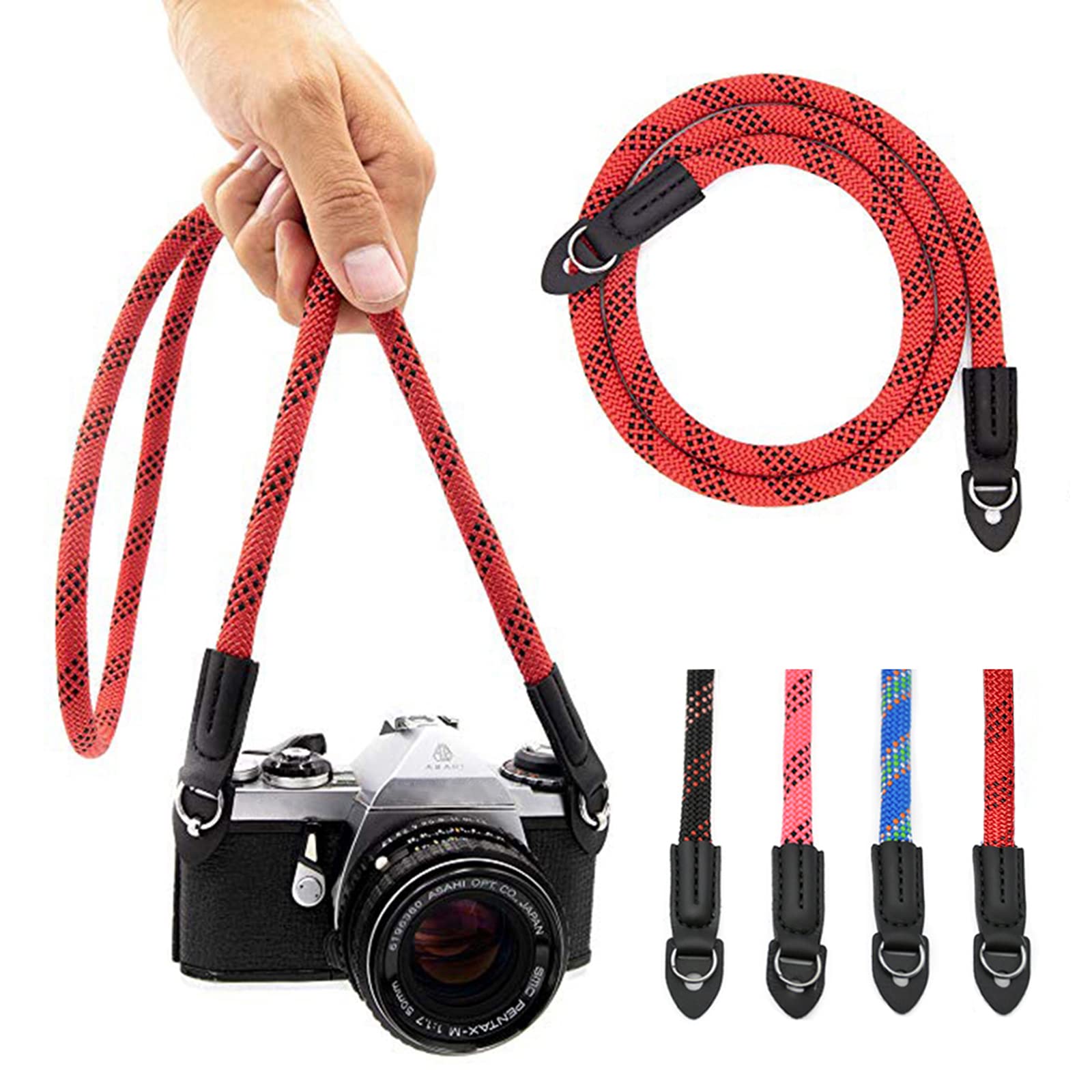 Camera Strap Vintage 100cm Nylon Climbing Rope Camera Neck Shoulder Strap for Micro Single and DSLR Camera.(Black)