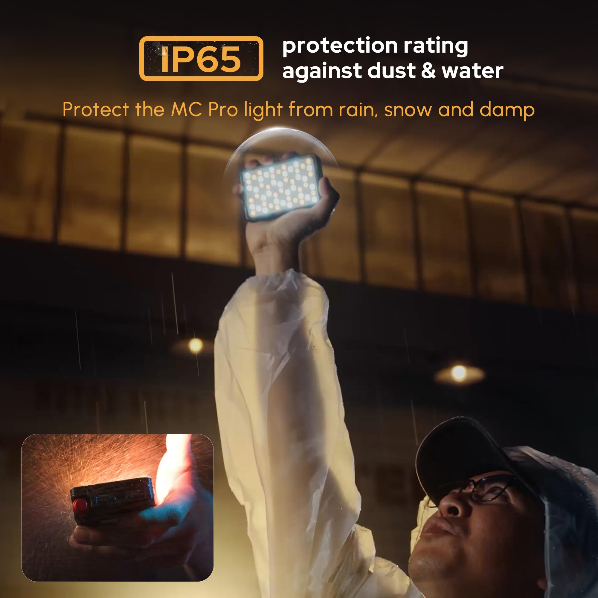 Aputure MC Pro RGBWW On Camera Video Light,5W High Brightness 1585 Lux at 0.5m,2000-10000K Adjustable Magnetic Attraction and IP65 Weatherproo for Photography,Videographer
