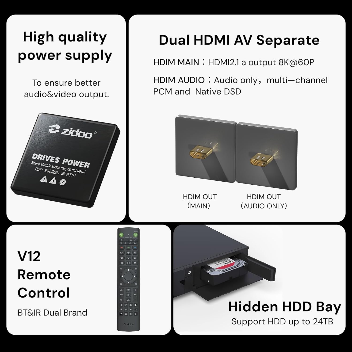 zidoo Z3000 PRO-8K HDR Media Player, Amlogic S928X-K Processor 8G+64G, Base on Android 11os, Support DV,HDR10+ and All HDR Technoly,BDMV/BDISO