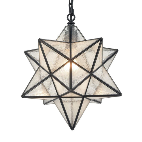 14'' Moravian Star Pendant Light Seeded Glass Star Lights with Adjustable Hanging Chain Light for Kitchen Bedroom Dining-Dimmable
